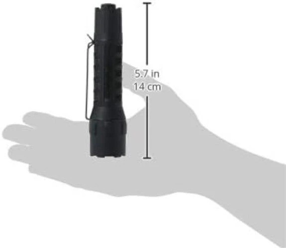 PolyTac LED Tactical Flashlight Black 600 Lumens Waterproof Batteries