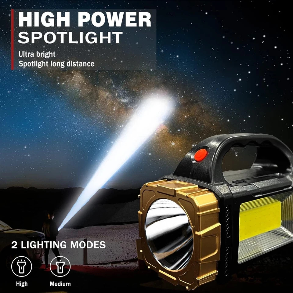 1-Pack Solar Flashlight High Lumens Rechargeable Outdoor Waterproof Spotlight LE