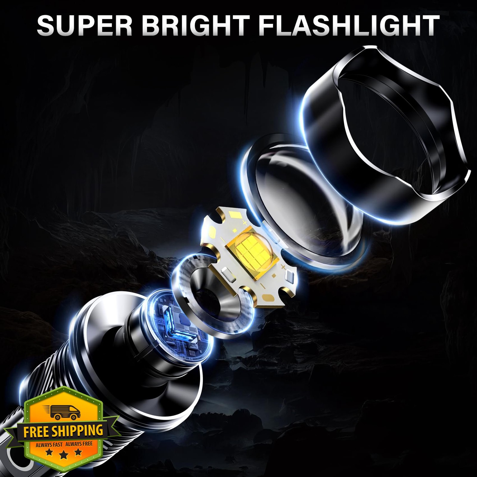 AKNEAR 99000 Lumens Rechargeable LED Flashlight