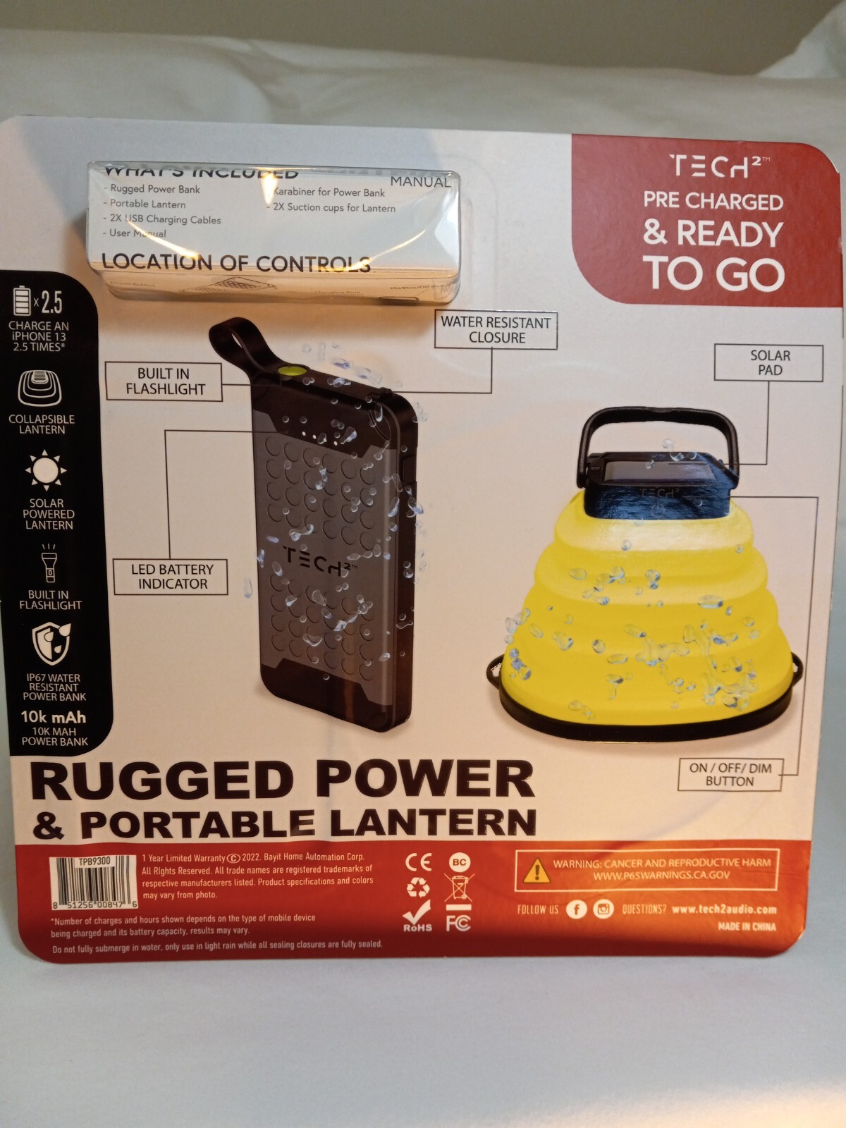 Tech 2 Rugged Solar Powered And Portable Lantern Built In Flashlight