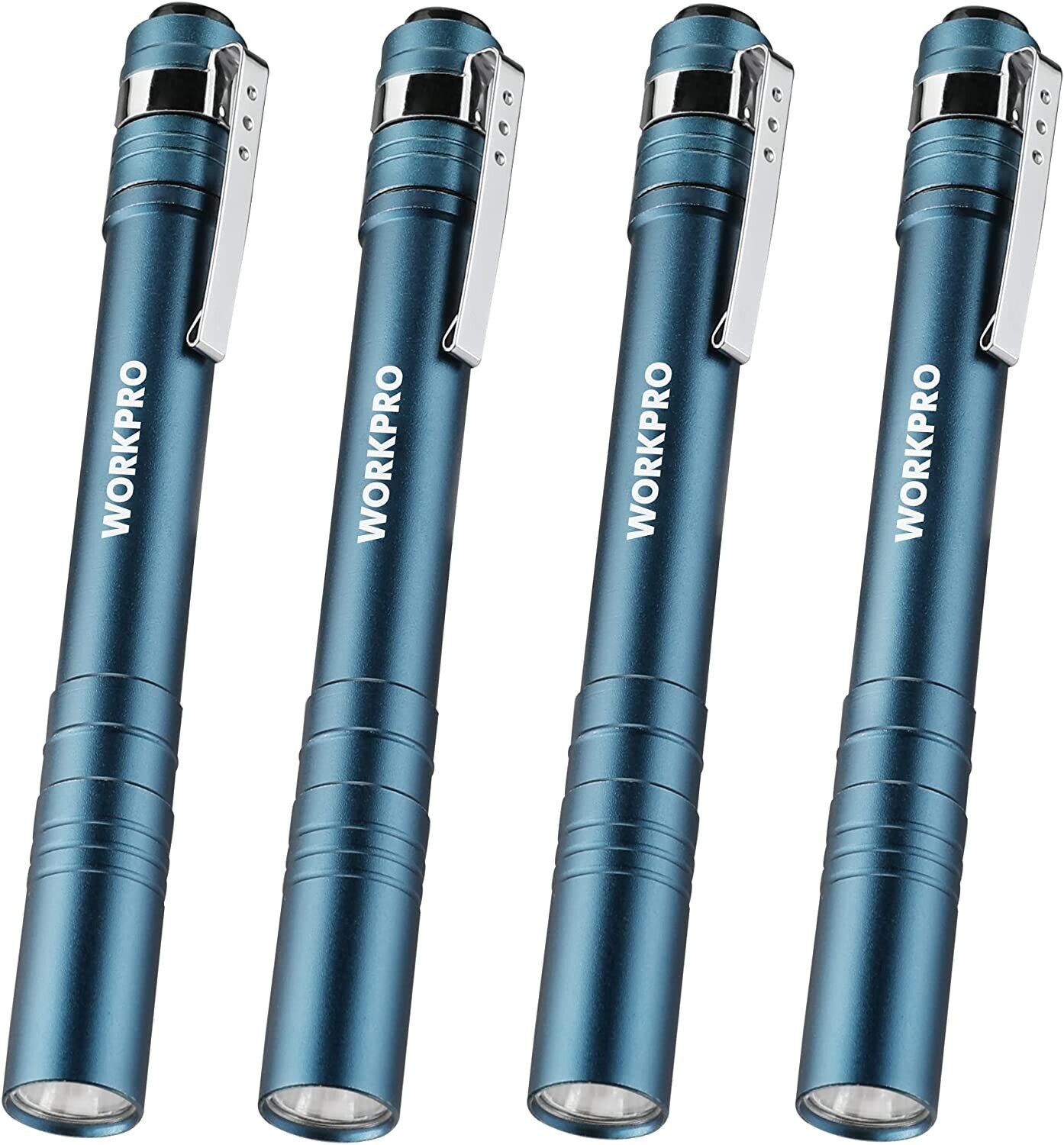 WORKPRO LED Pen Light, Aluminum Pen Flashlights 4-Pack 8AAA Batteries Include
