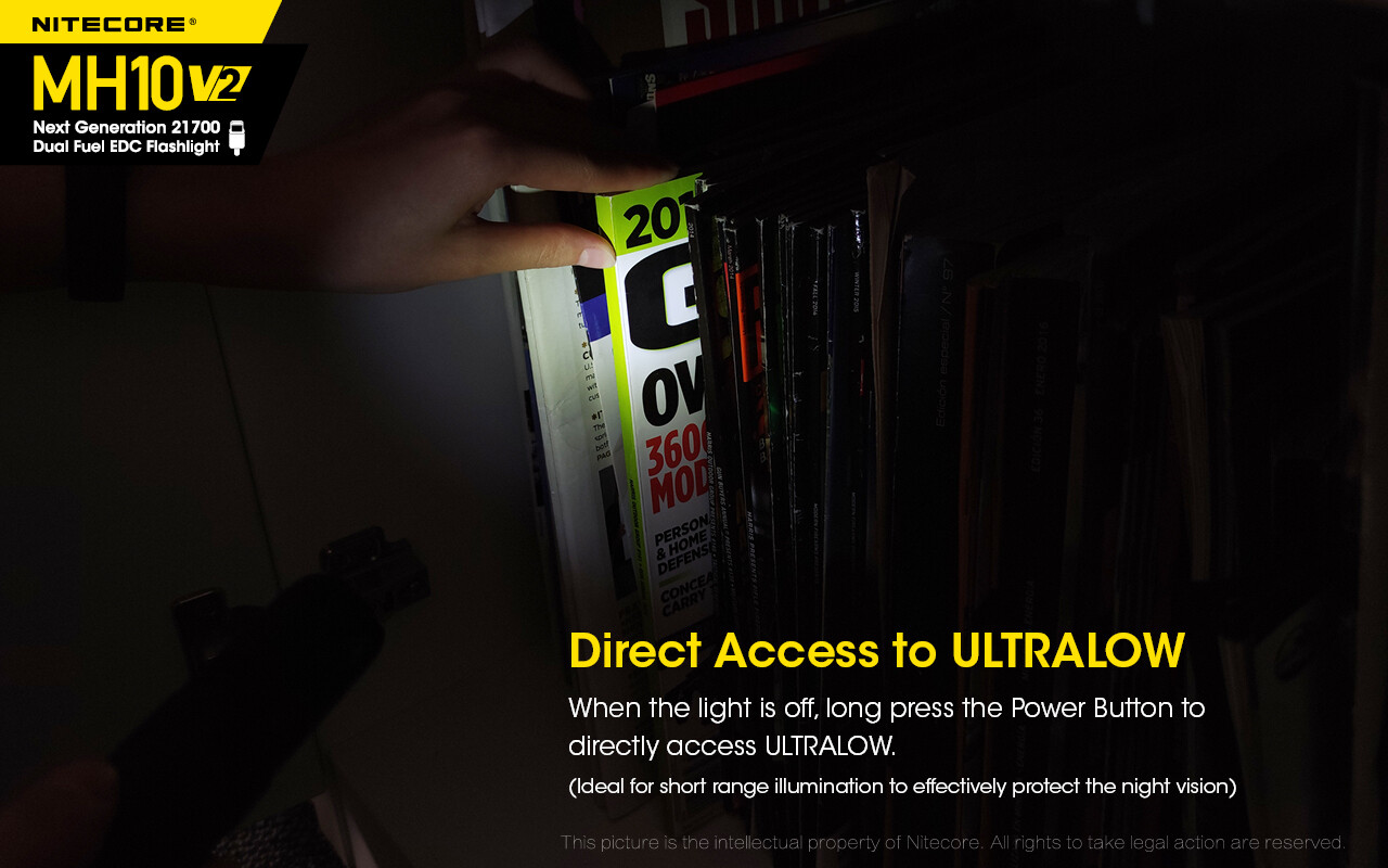 NITECORE MH10 V2 LED 1200 Lumens USB-C Rechargeable Flashlight Torch