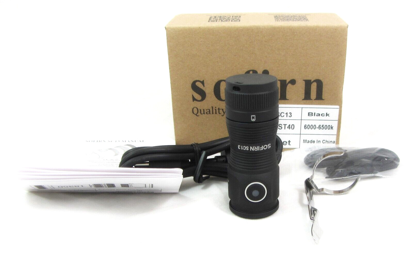SOFIRN SC13 Compact Mini USB-C Rechargeable 1300 Lumen LED Flashlight Kit Black