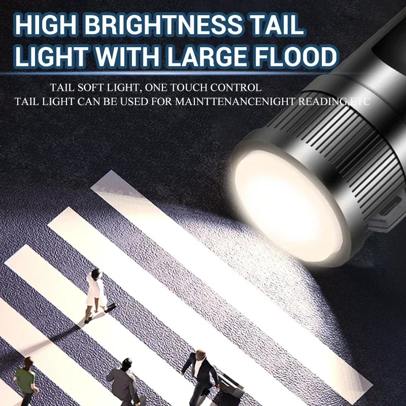 5000LM Ultra Bright Tactical Light Built-In Battery Powerful P70 LED Flashlights