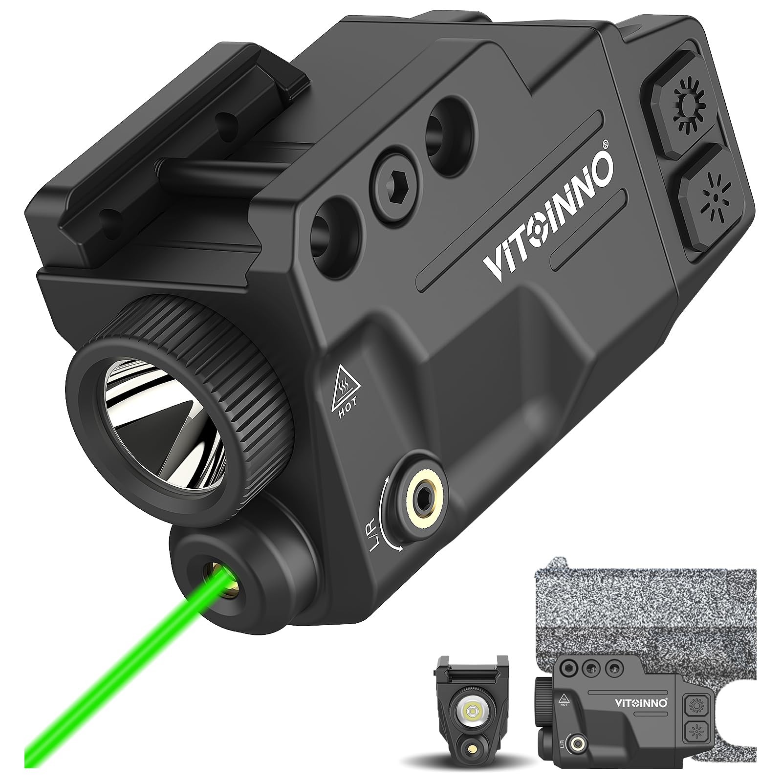 700 Lumens Green Beam and Light Combo, Slidable Tactical Flashlight Compatibl…