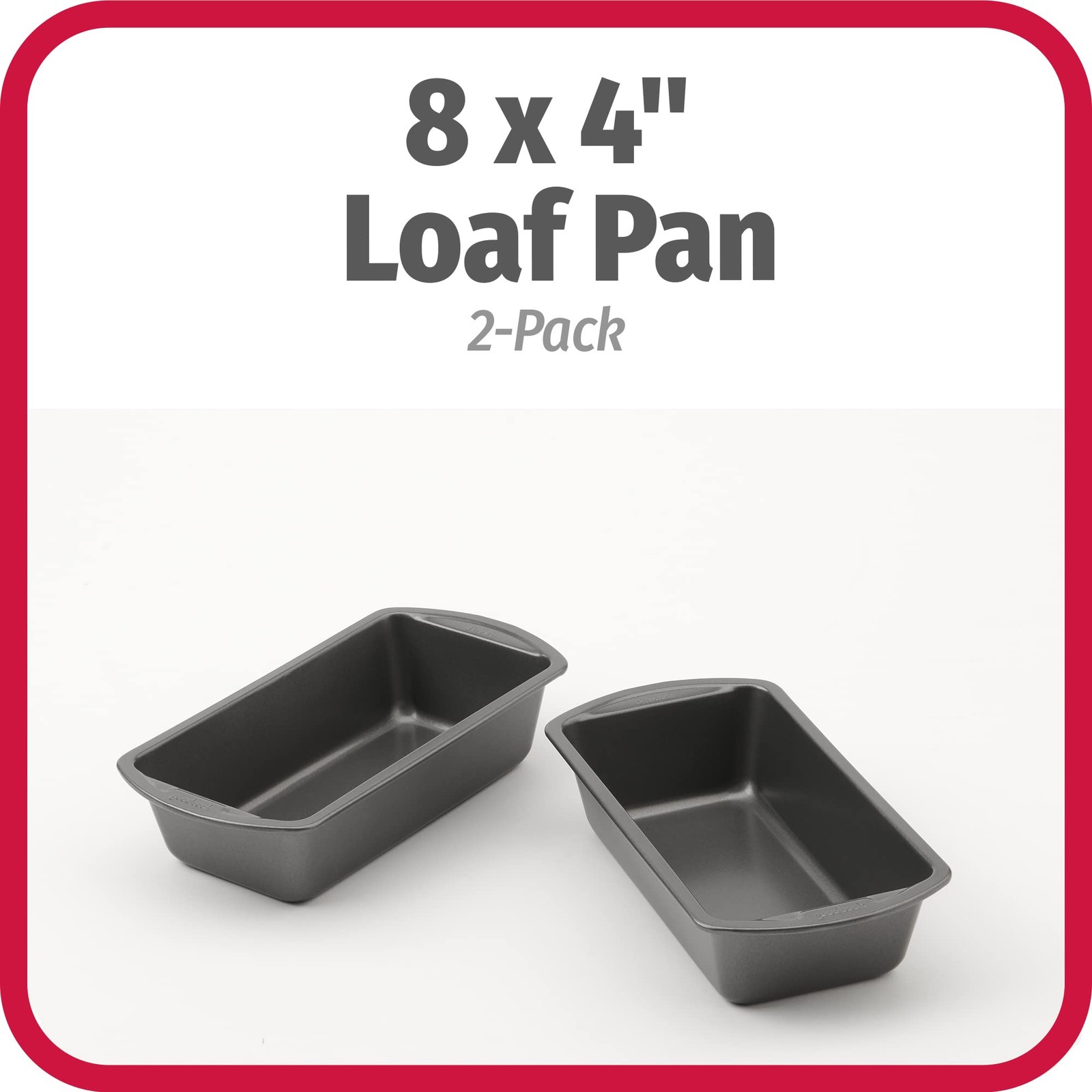 GoodCook 8″x4″ Nonstick Loaf Pan Set of 2 Heavy-Duty Steel Gray Bakeware