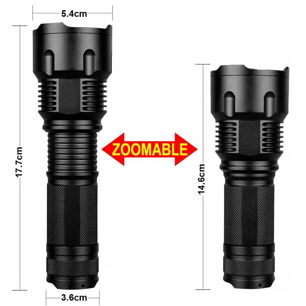 1200000LM LED Flashlight Tactical Light Super Bright Torch 3 Modes Zoom Worklamp