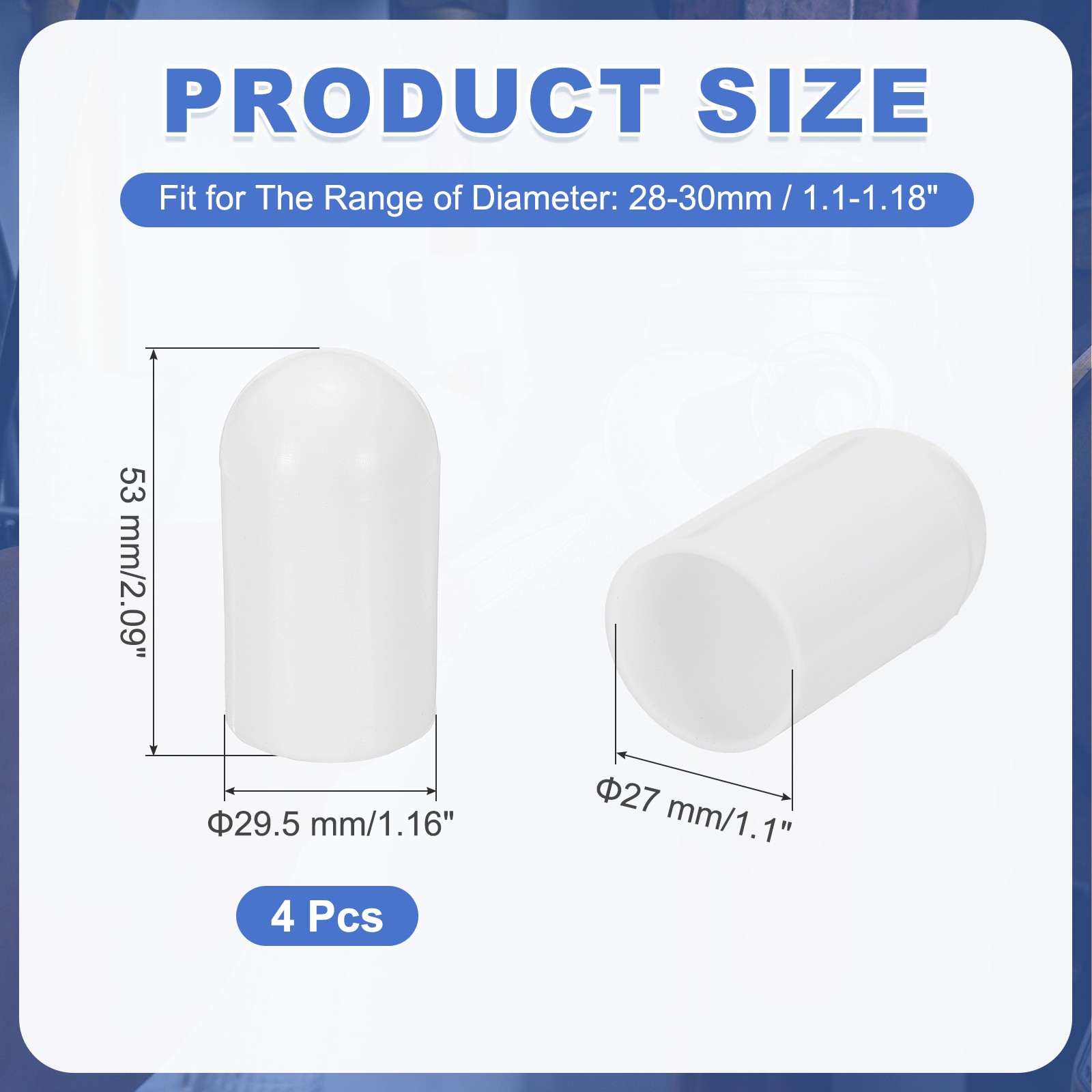 4Pcs Flashlight Diffuser Cap, 27mm IDx53mm Flexible Silicone End Cap, White