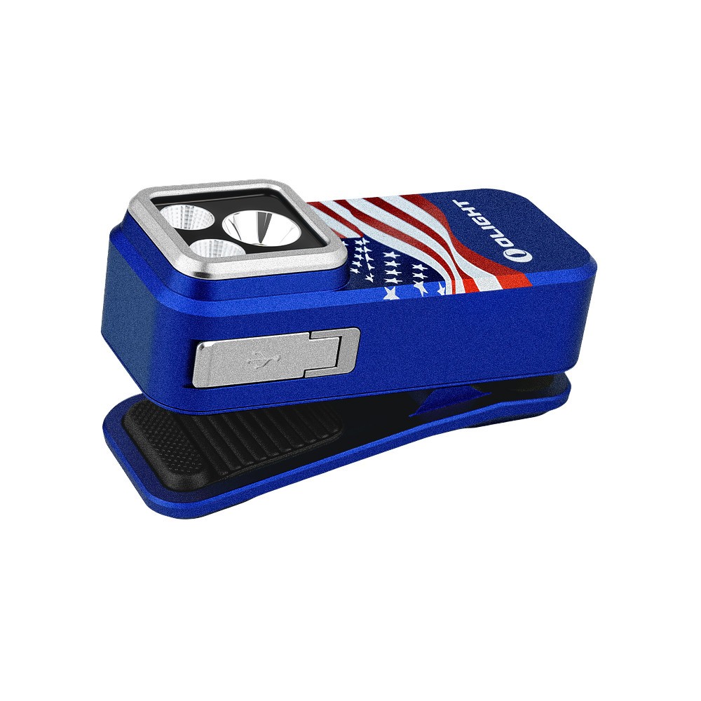 Olight Oclip Pro S EDC Clip Flashlights: Black, Orange, and Stars & Stripes Edit