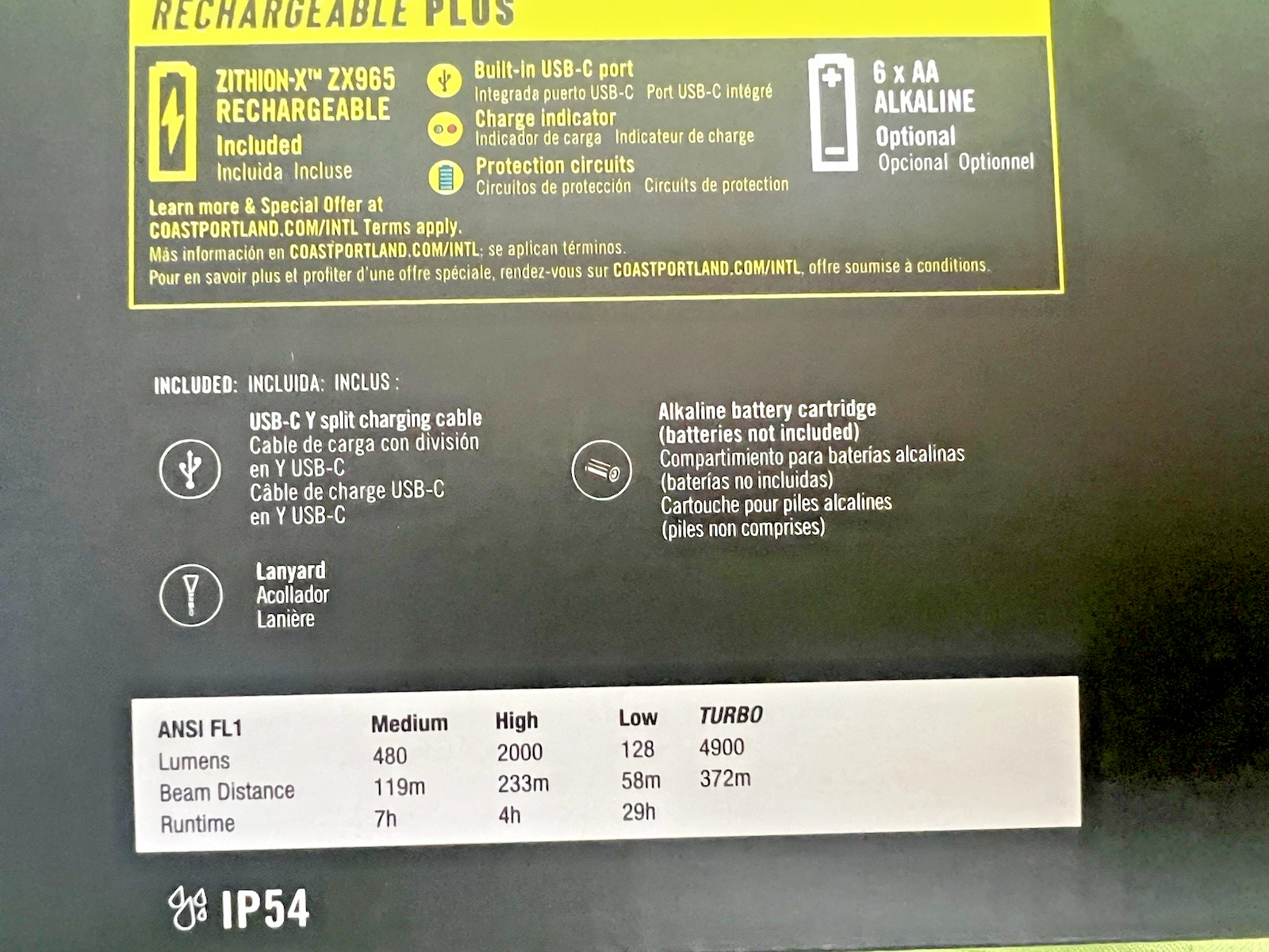 Coast Professional Series XP18R 4900 Lumens Hybrid Rechargeable LED 347 M NEW