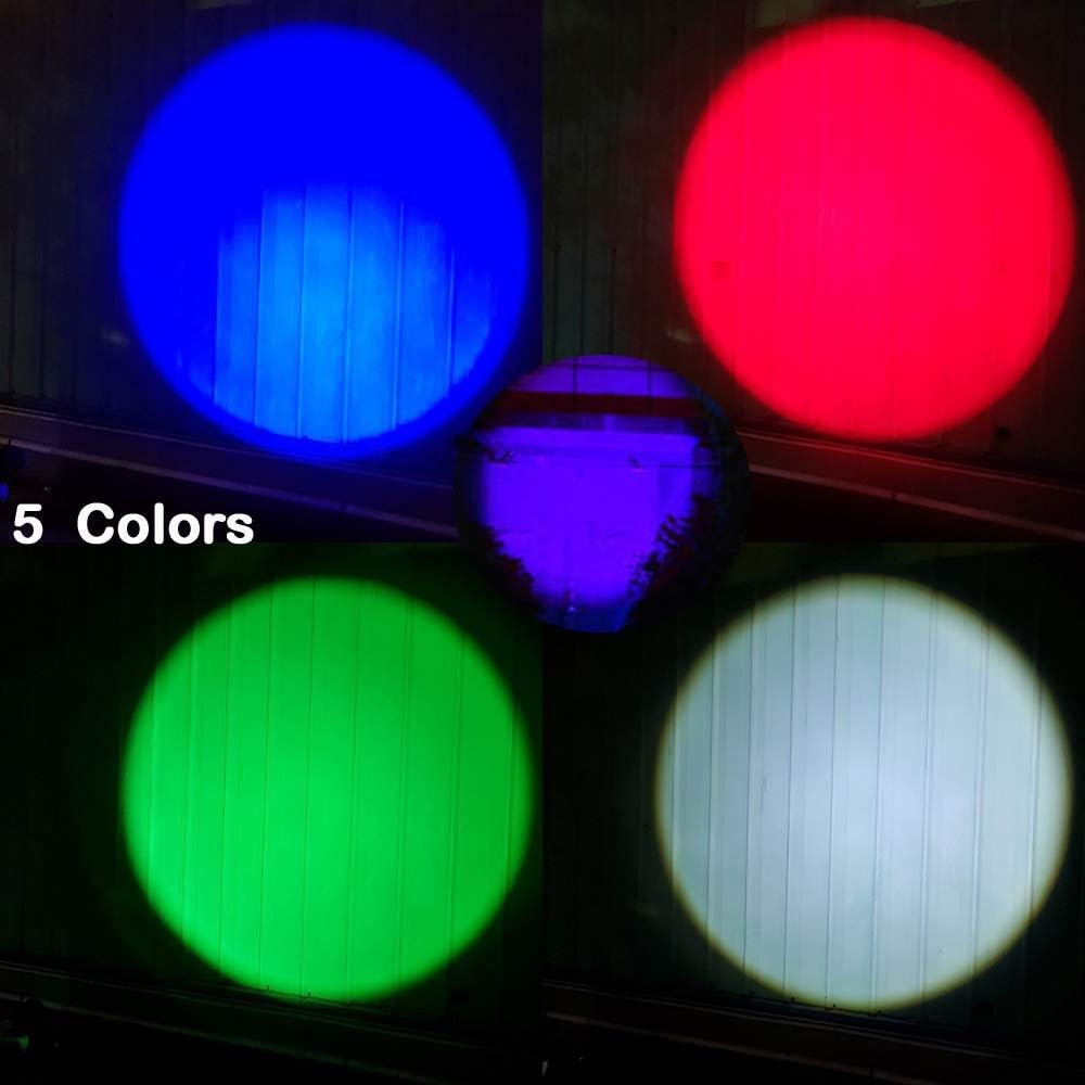 Pack of 5 Multicolored 3-Mode Flashlight: Red,Green Blue 395 UV White LED Light