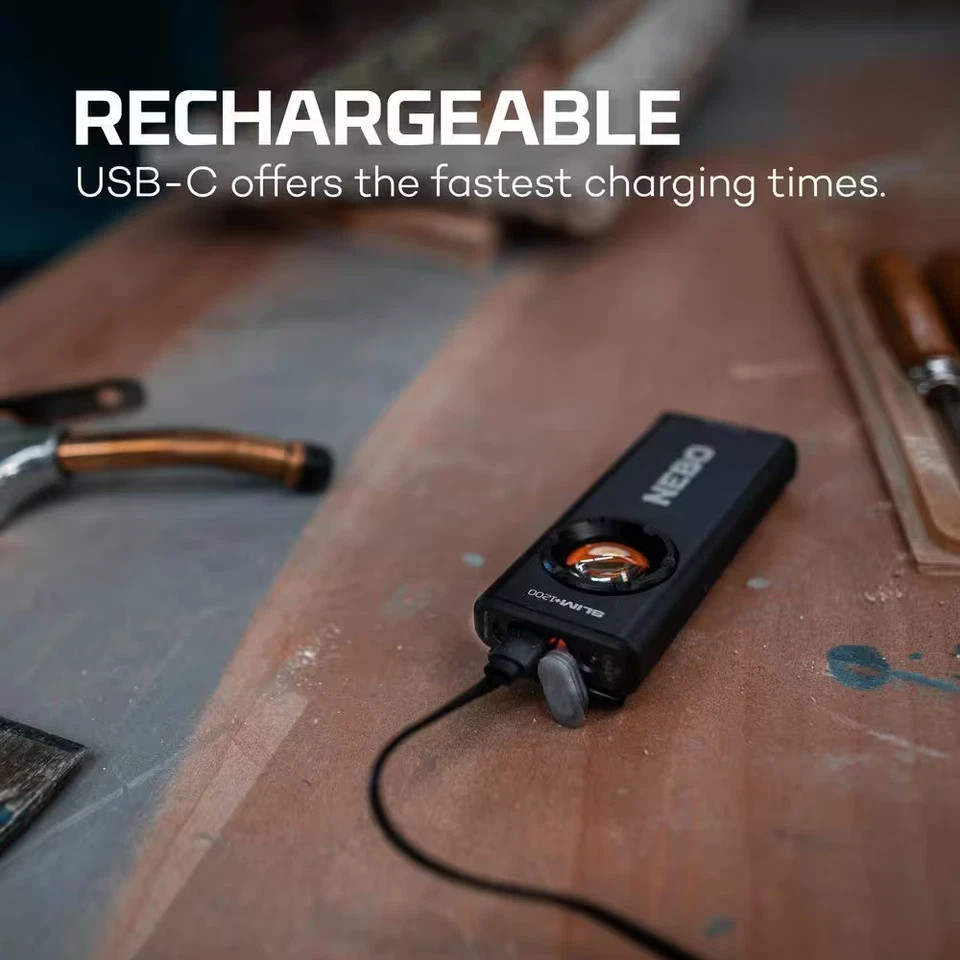 NEBO Rechargeable Flashlight and Power Bank 1200 Lumens with Laser Magnetic Clip