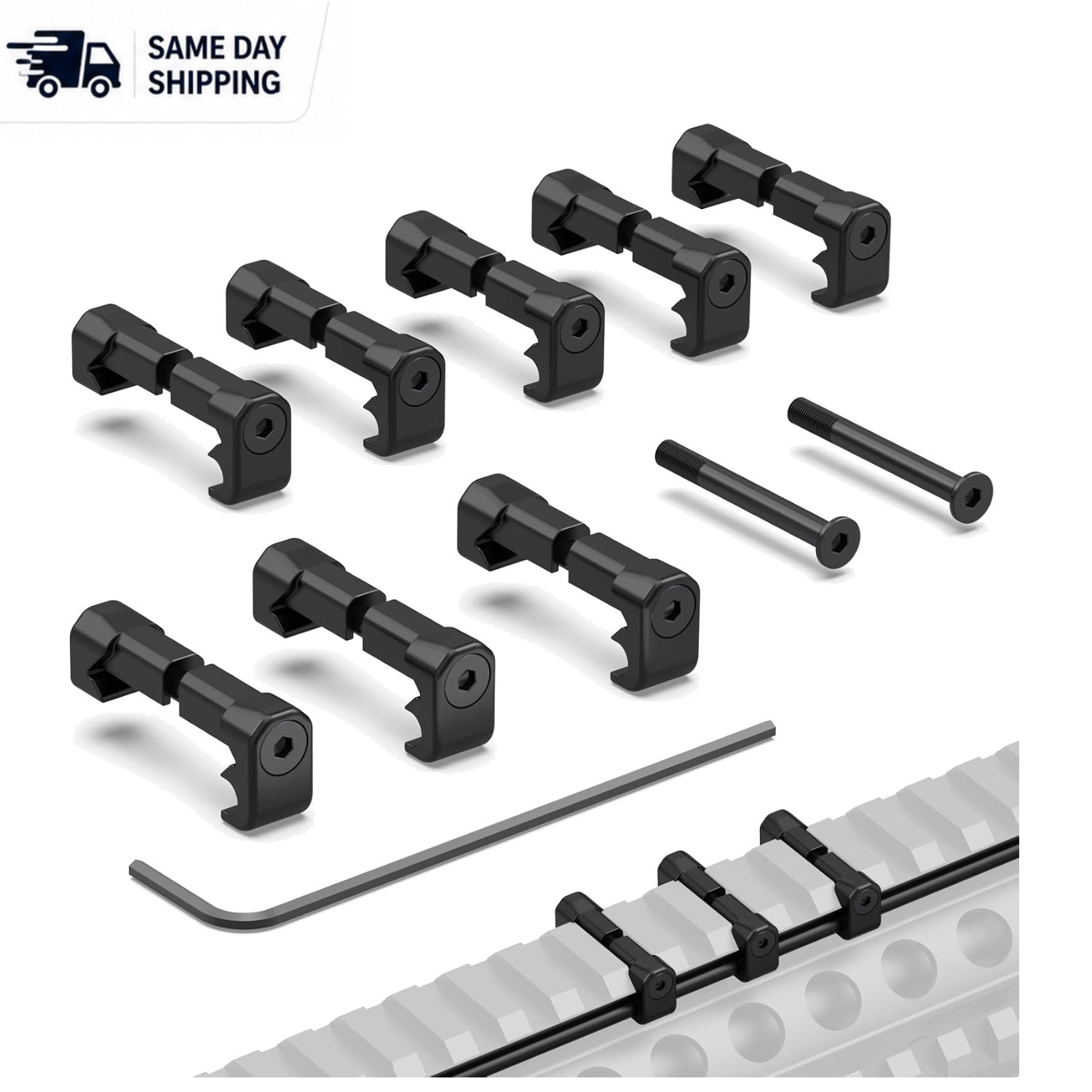 Durable Polymer Cable Clips for Flashlights – Black, 8 Pack for Picatinny Mounts
