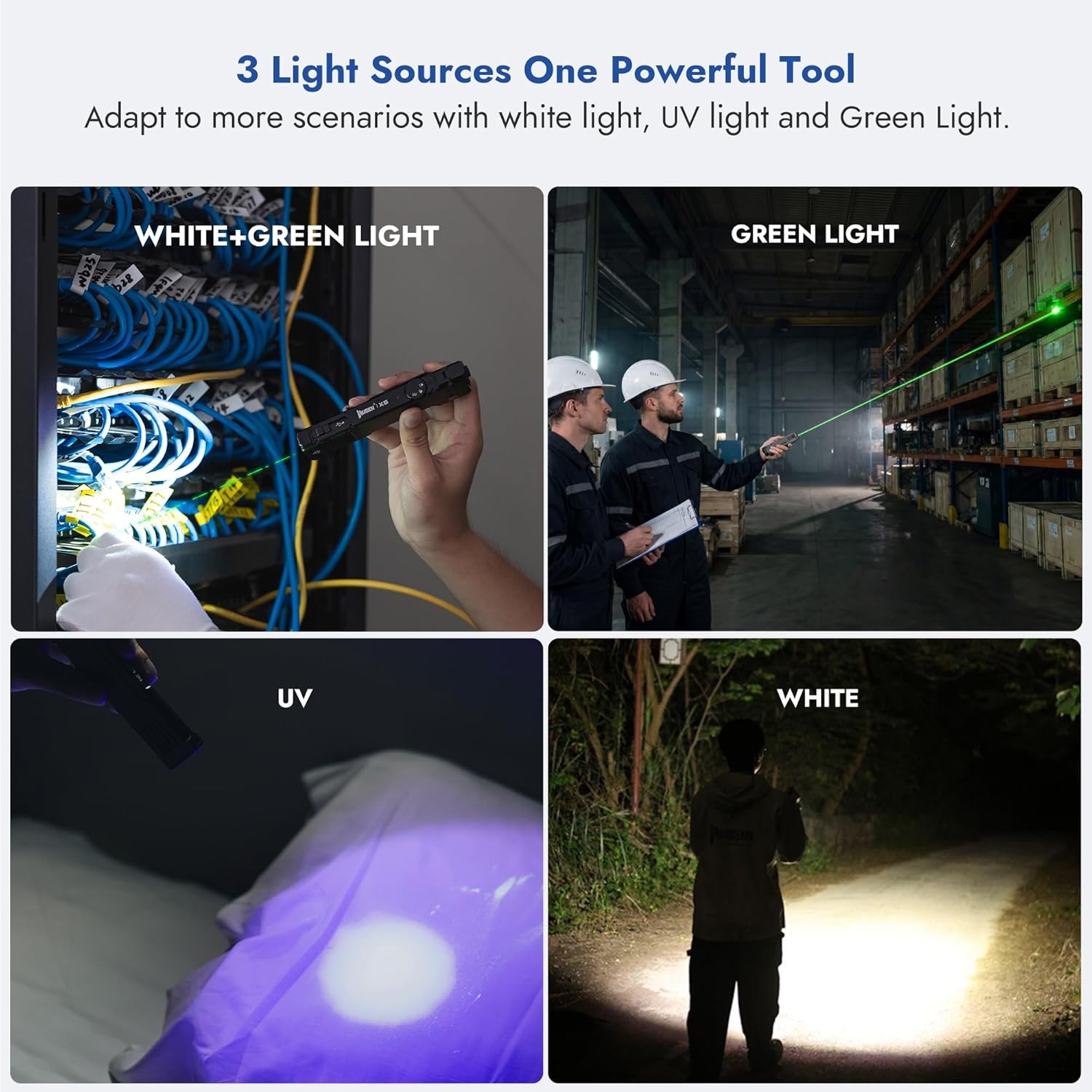 X5 Flashlight Rechargeable, 1300 Lumens Bright Flashlight 6 Modes | White LED, U