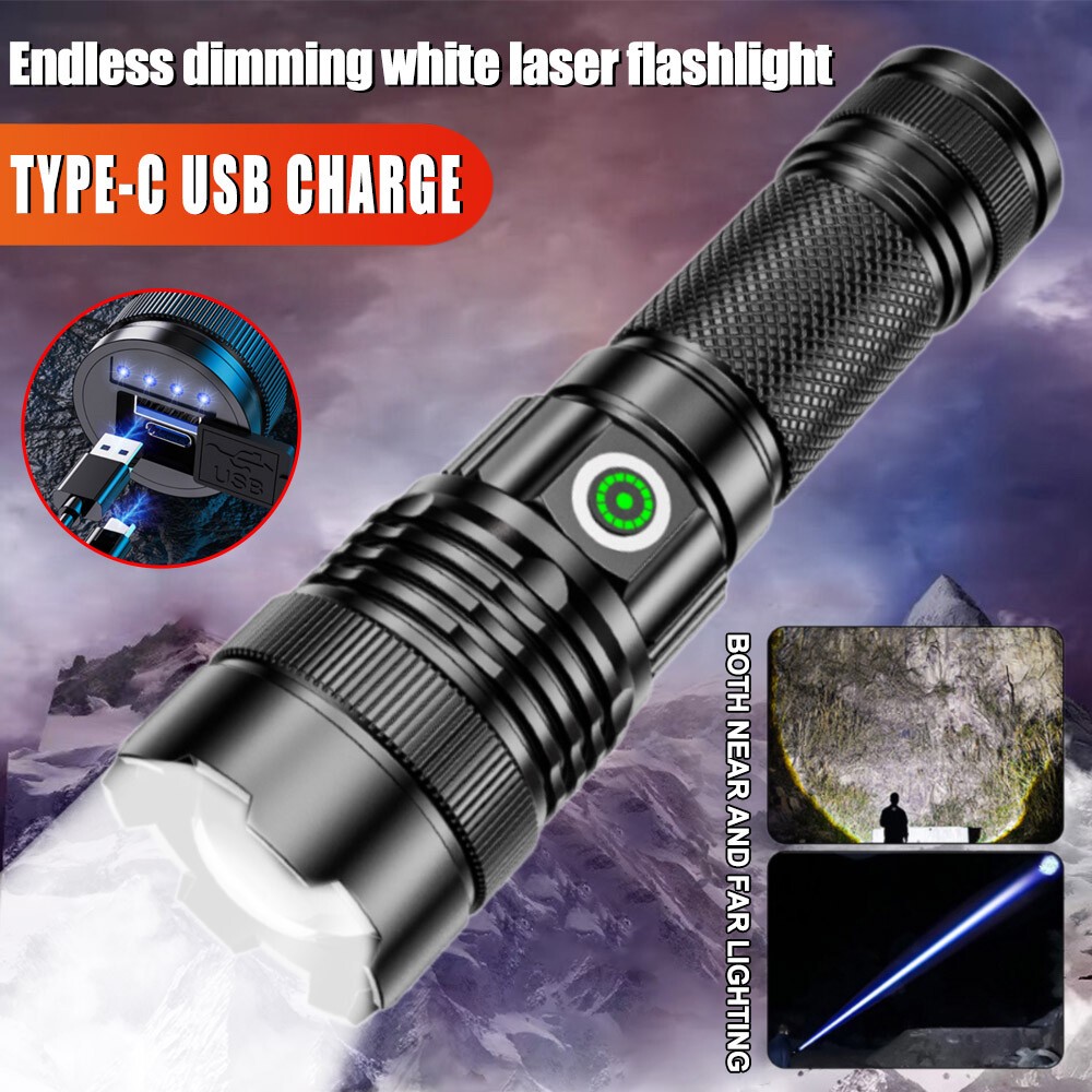 Flashlight 30W LEP Super Bright Torch Hunting White Light Built-in Battery US