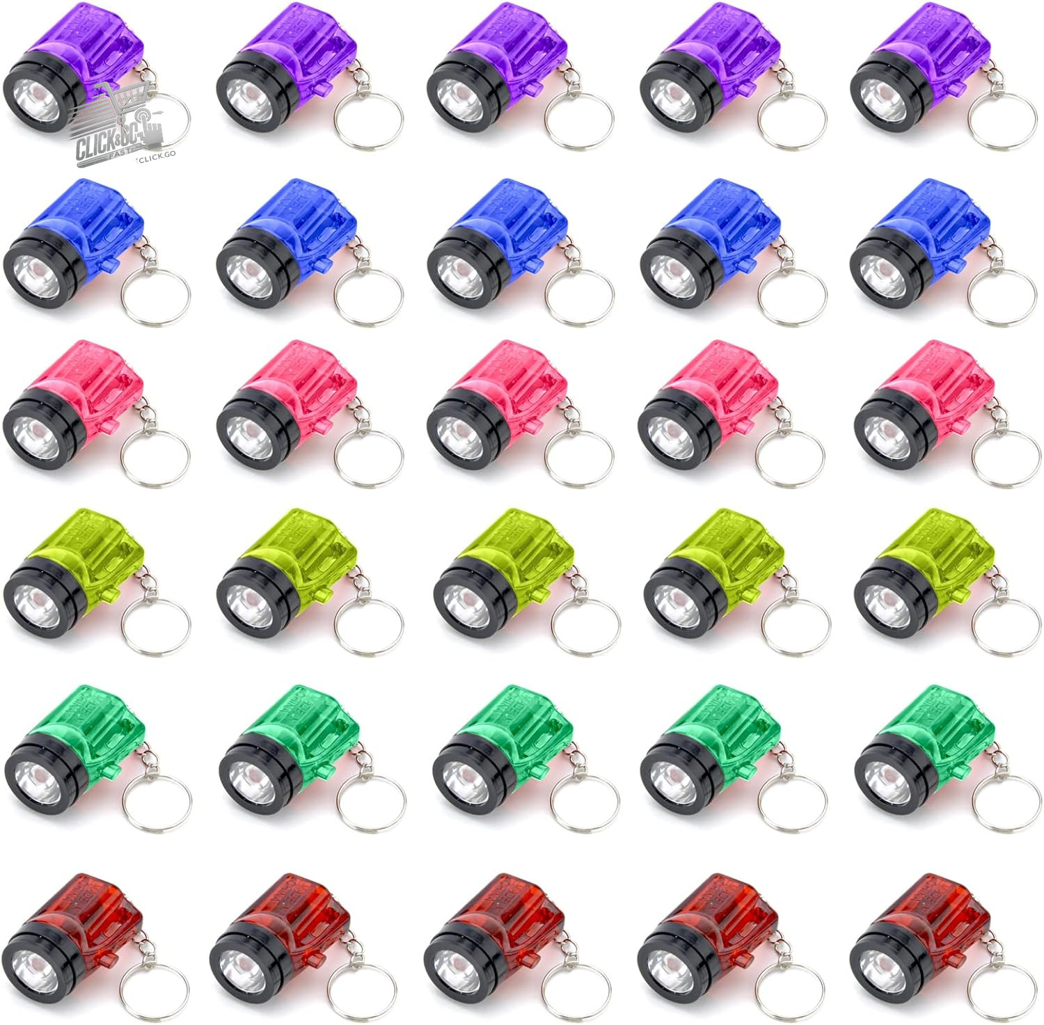 Set of 30 Mini 4cm Keychain Flashlights – Colorful Aluminum LED Lamp for