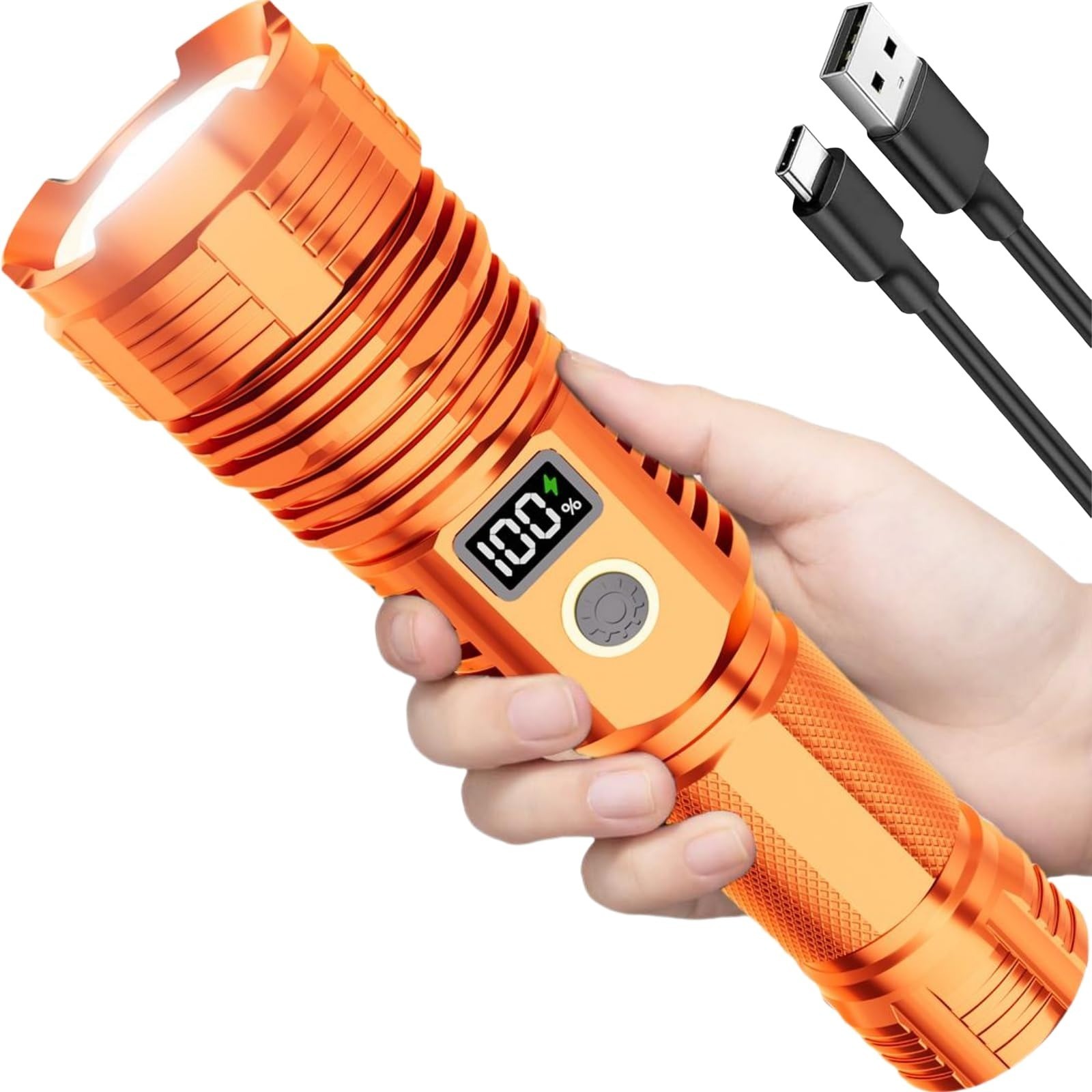 High Lumens Rechargeable Flashlight 100000LM LED Tactical Waterproof