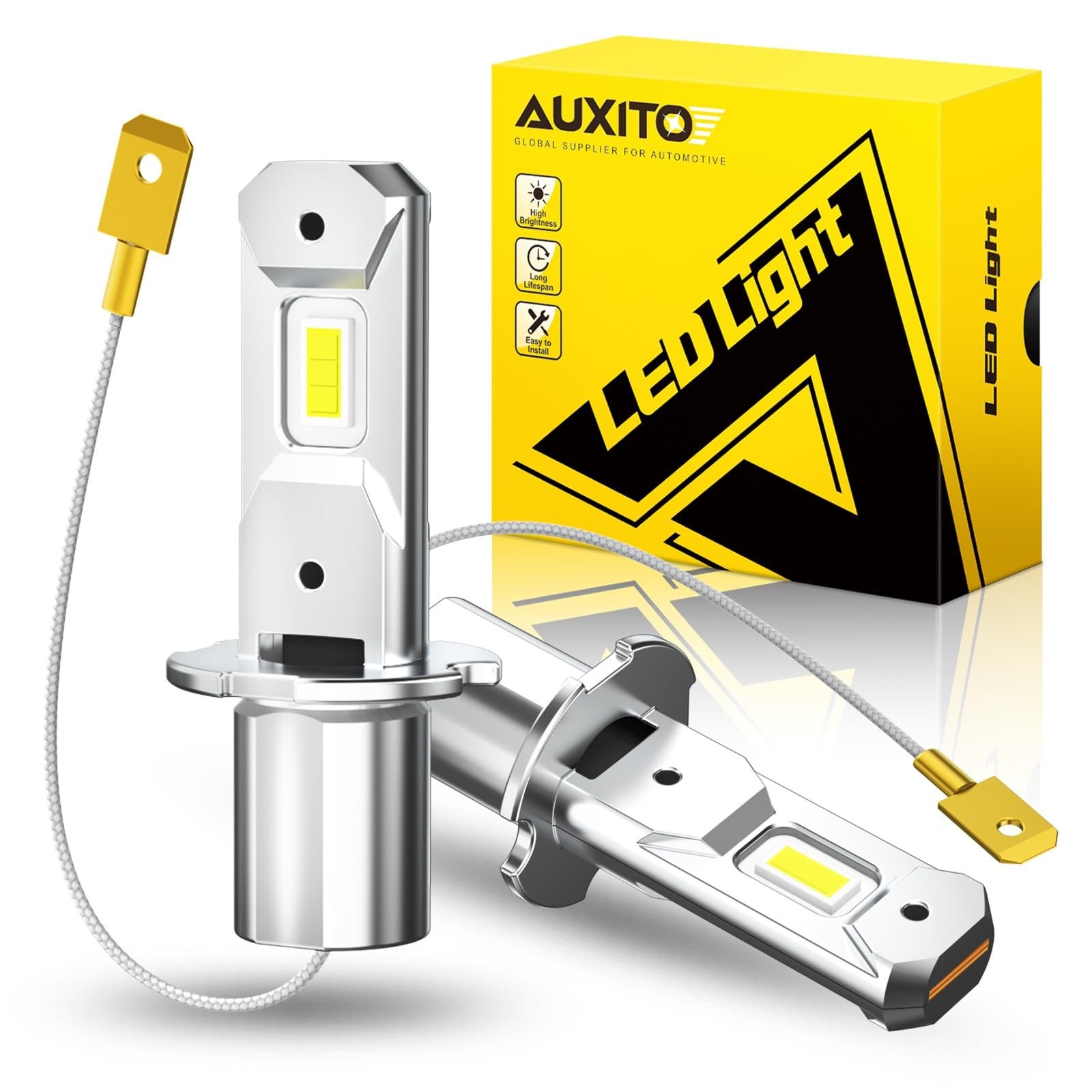 “AUXITO H3 LED Bulb, 16,000LM 600% Super Brighter, 10 Years Lifespan, 1:1 Siz…