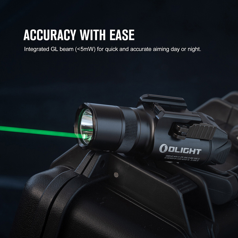 Olight Baldr Pro R Rechargeable Light, LED/Green Laser, 1350 Lumens