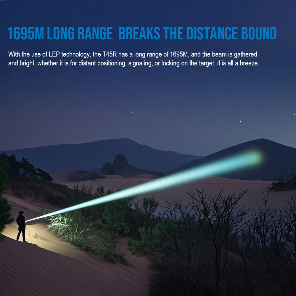 Trustfire T45R White Laser 1695Meter Range Tactical LEP Flashlight 650LM Bright