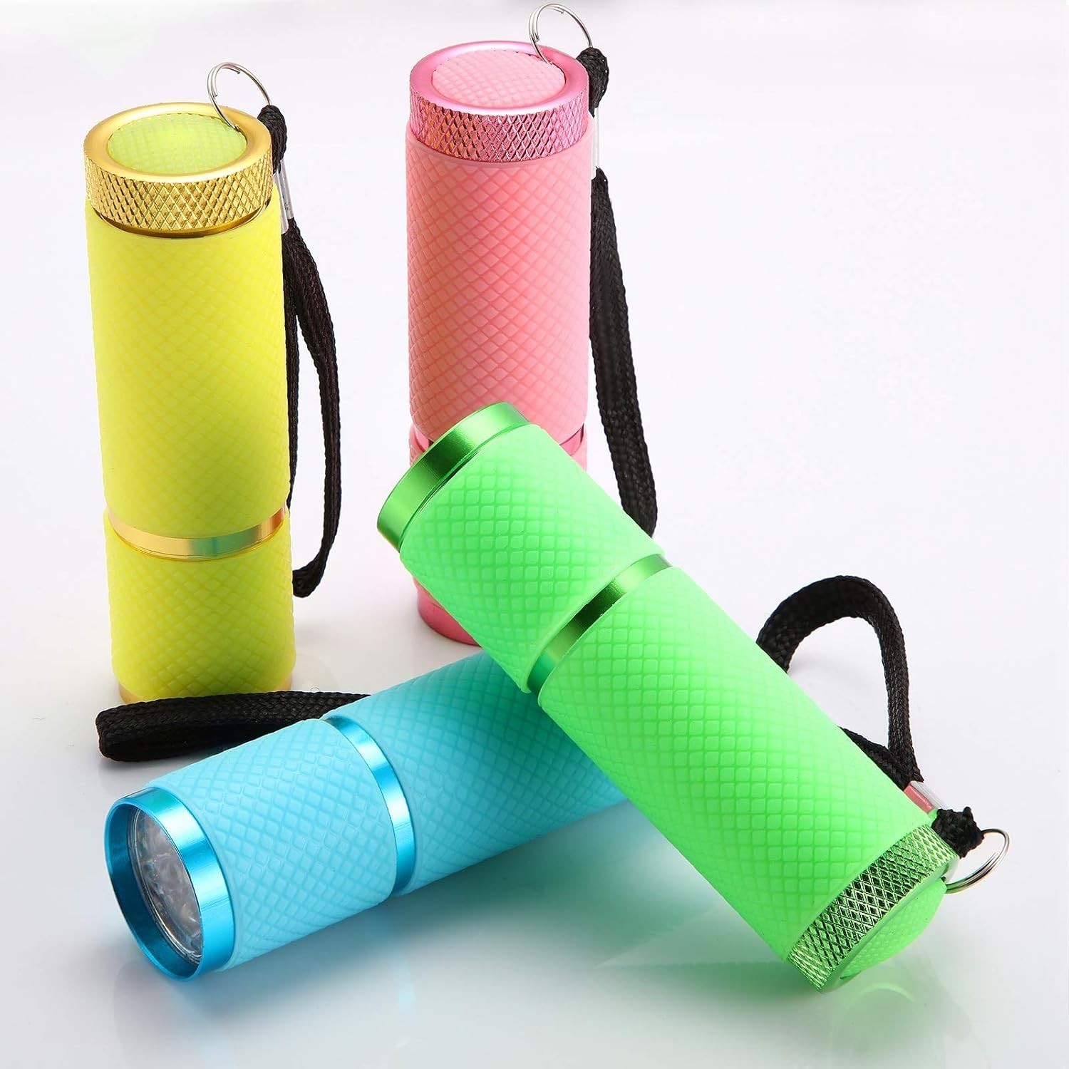 8-Piece Glow in the Dark Flashlight Set, 9 LED Mini Flashlights Rubber Coated