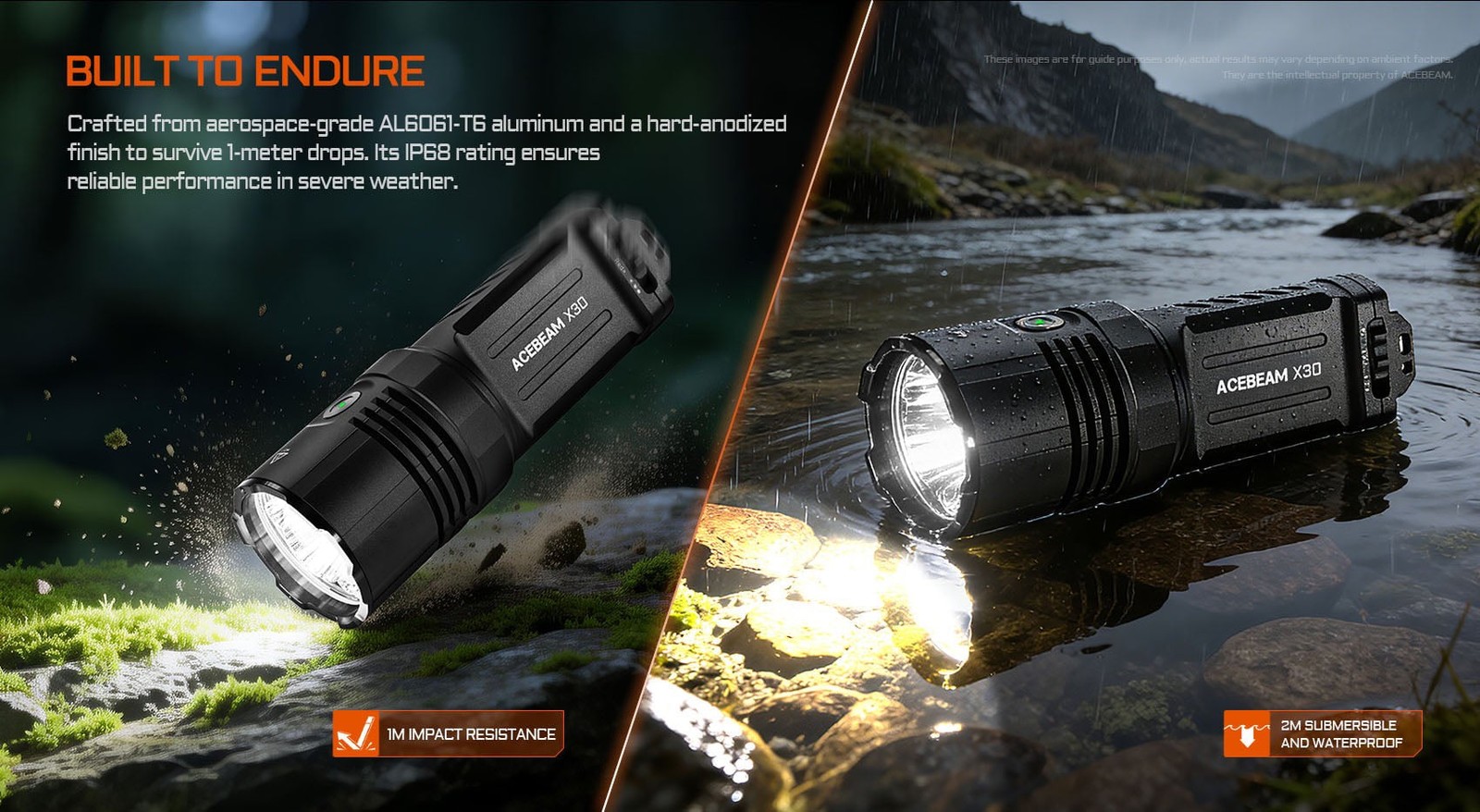 Acebeam X30 Dual-Source Search Flashlight 20000 Lumens White Red 600m Throw