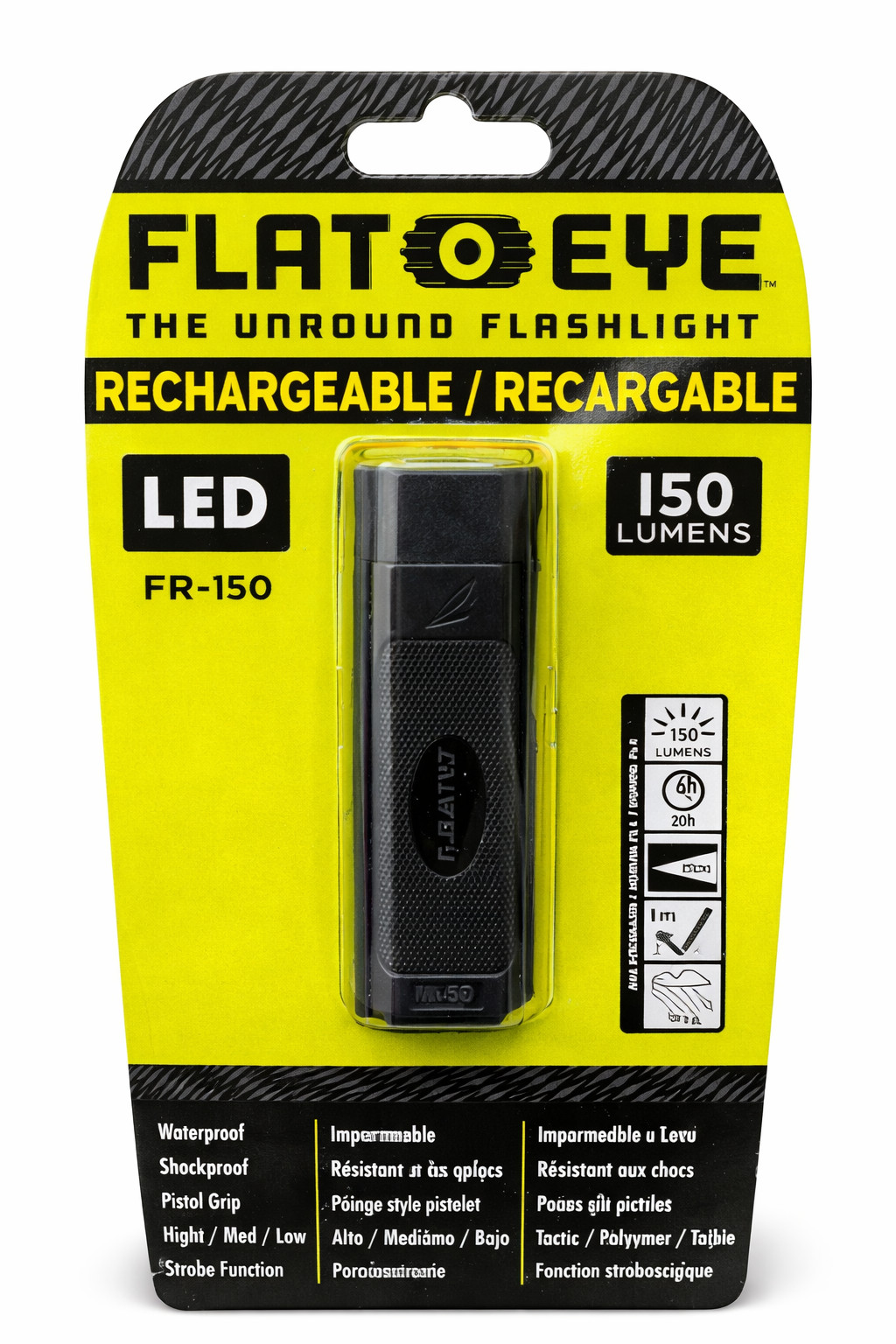 Flat Eye FR-150 Rechargeable LED Flashlight 150 Lumens USB Tactical Light