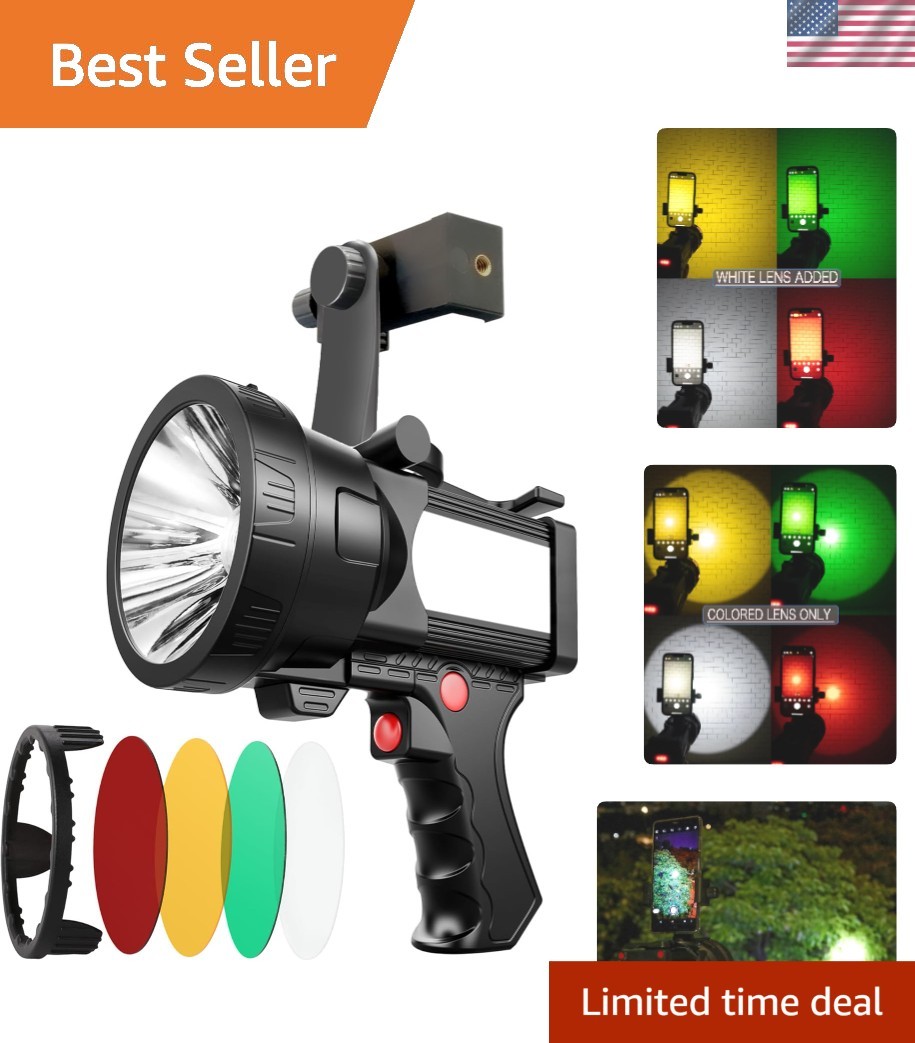 1600000 Lumen Q984 Portable LED Flashlight with Phone Holder & Color Lenses