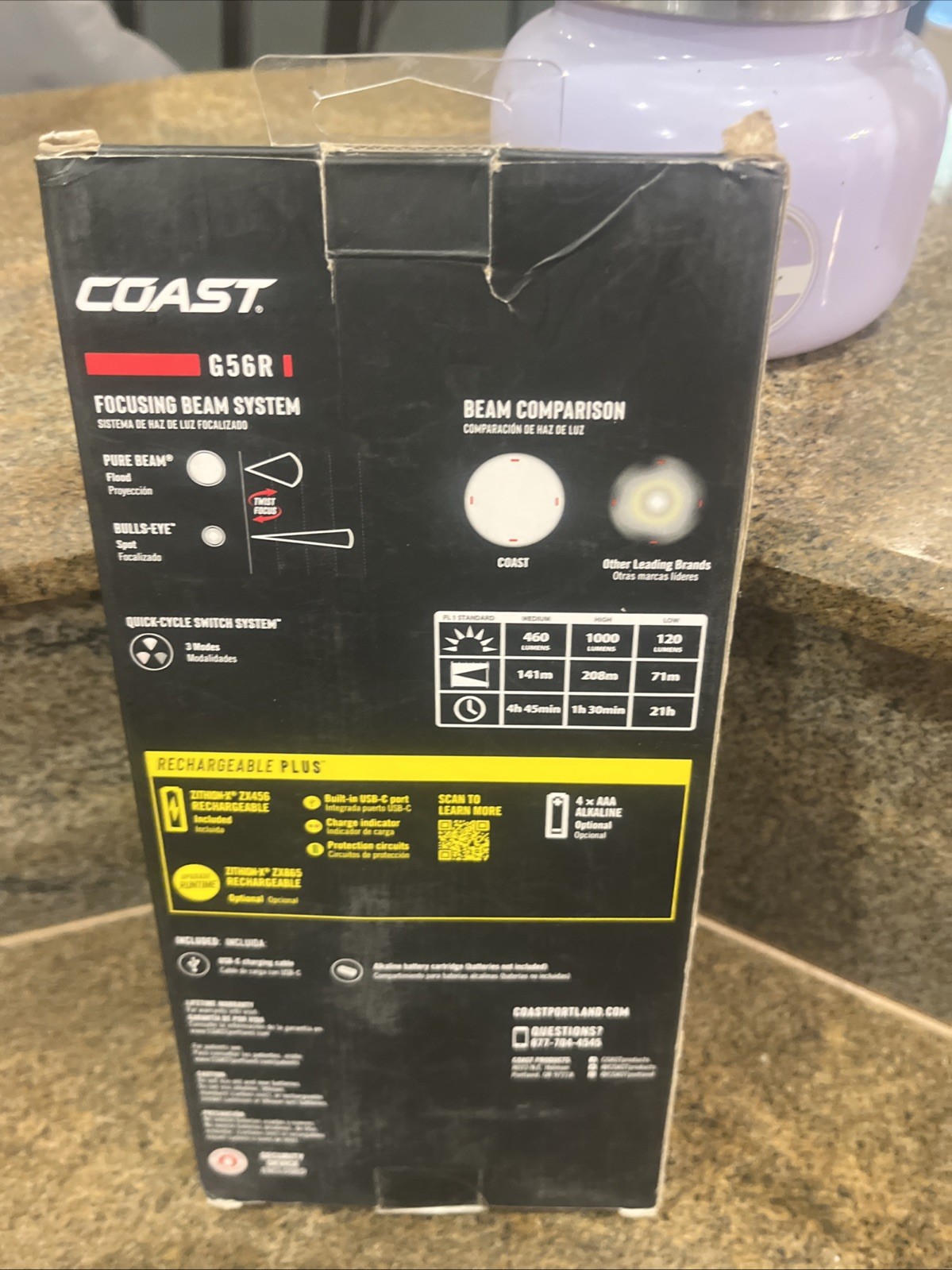 COAST 1000 Lumens Rechargeable Dual Power IP54G56R