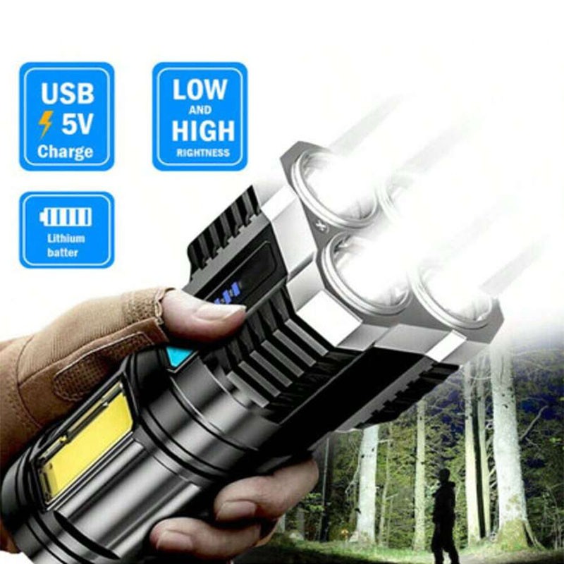 High Power LED Flashlights Camping Torch With 4 Lamp Beads And COB Side Light