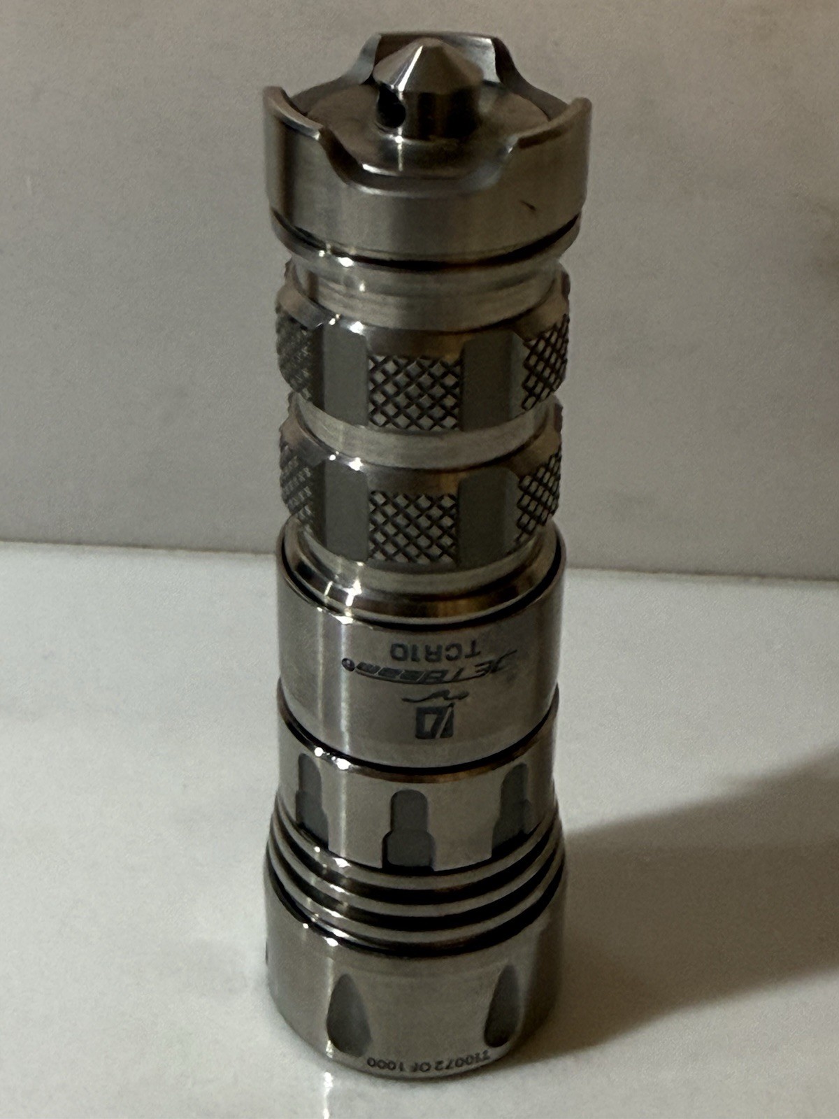 Jetbeam TCR10 Titanium Limited Edition Flashlight w/ Clip & Accessories.