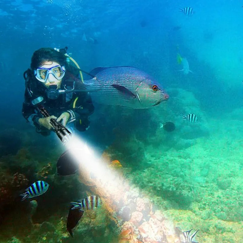 Bright 80000LM 5*LED Diving Flashlights Tactical Torch Underwater 200M