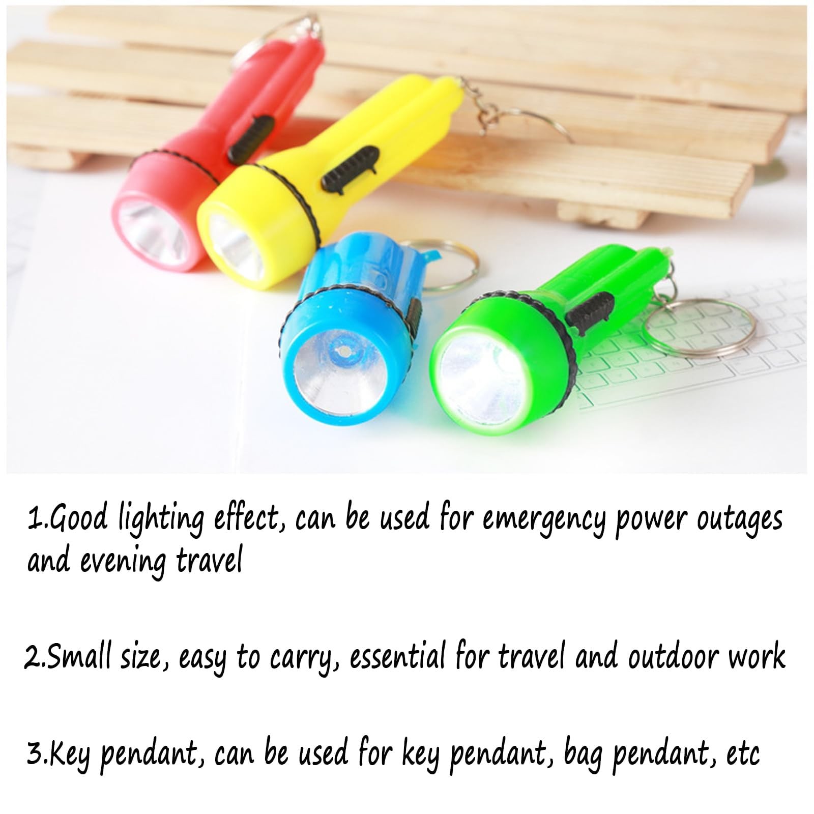 Mini Flashlight Keychain, 24~Pack Assorted Colors, Camping Emergency Toy
