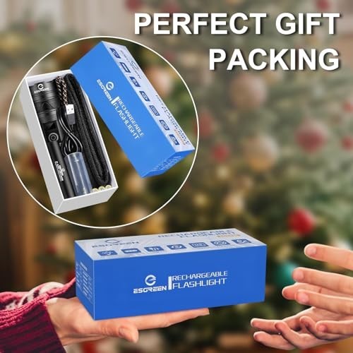 Super Bright 100000 Lumens Rechargeable Flashlight, Long Range 5000ft, USB C, He