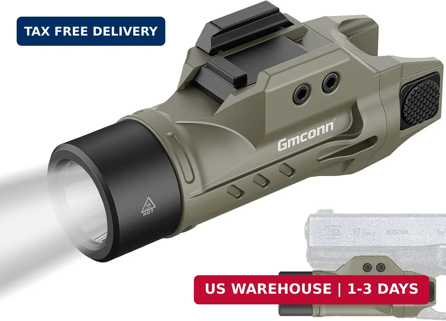 Gmconn 1000 Lumen Tactical Flashlight with Strobe/Momentary Function, Rechargeab