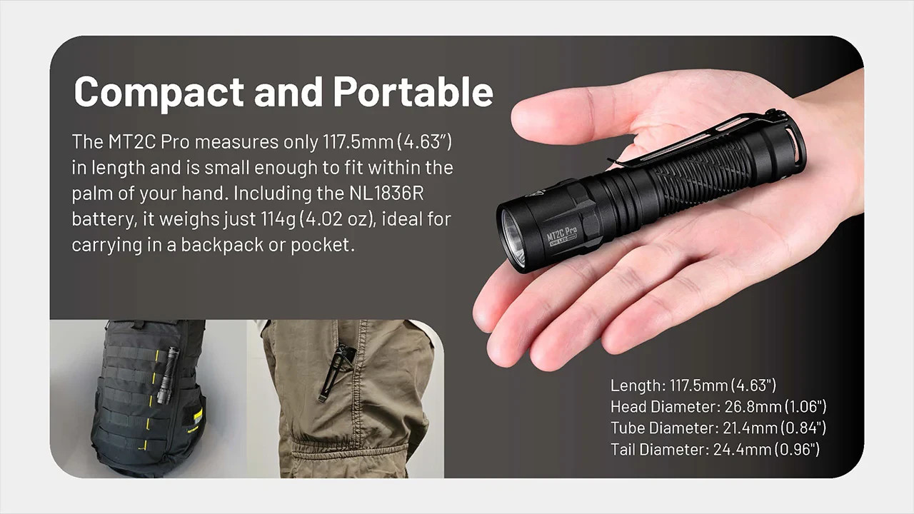 Nitecore MT2C Pro High Output Compact Tactical Flashlight- 1,800 Lumens