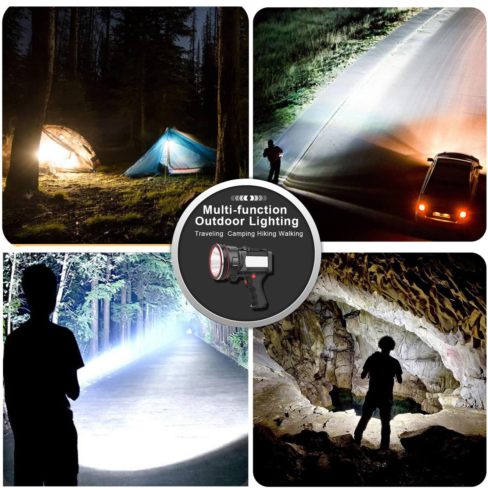 anlook Rechargeable Spotlight, Flashlight High Lumens 100000 LED Handheld Spotli