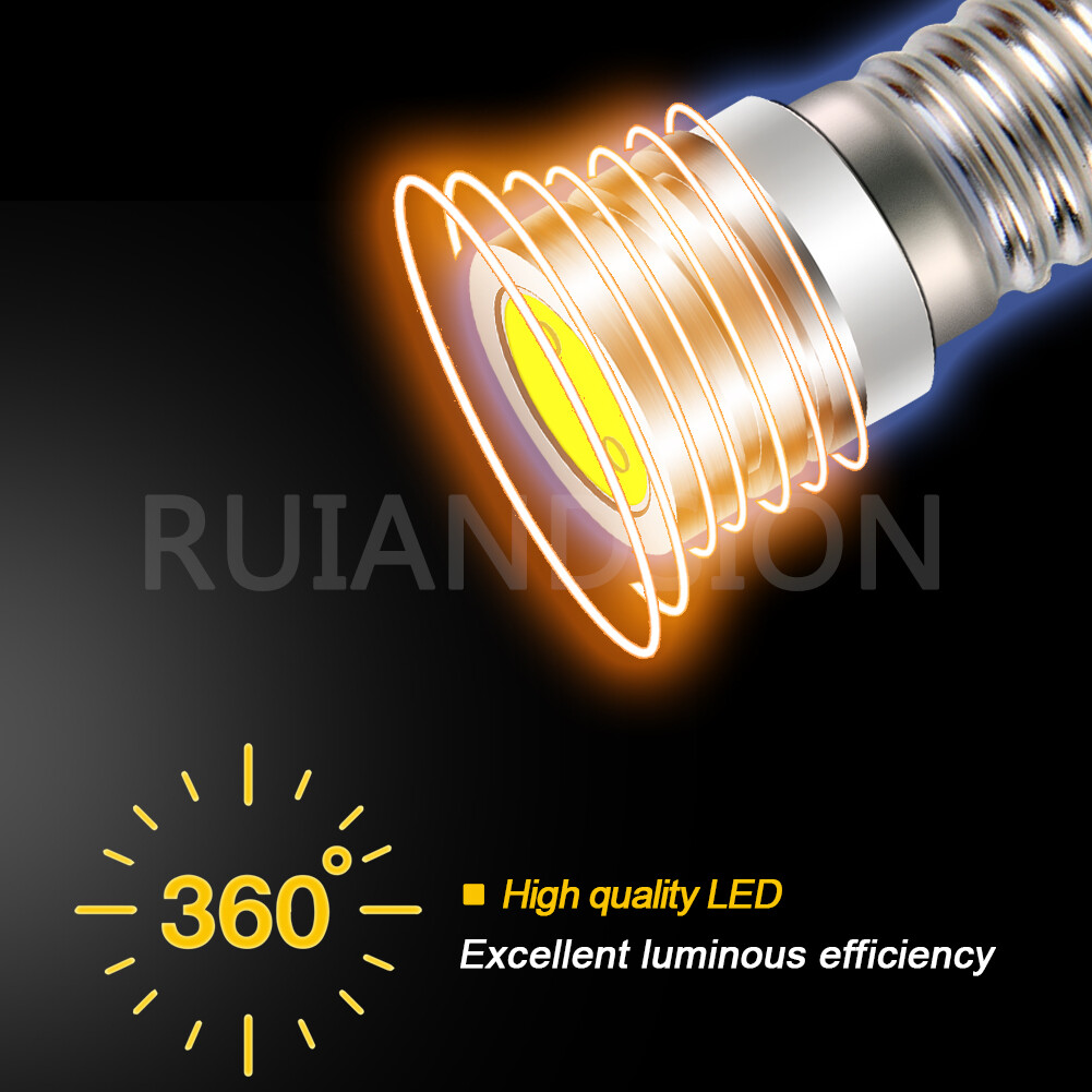 Screw E10 COB LED Replace Bulb Lamp For Torch Bicycle Car Lantern DC 3V 6V 12V
