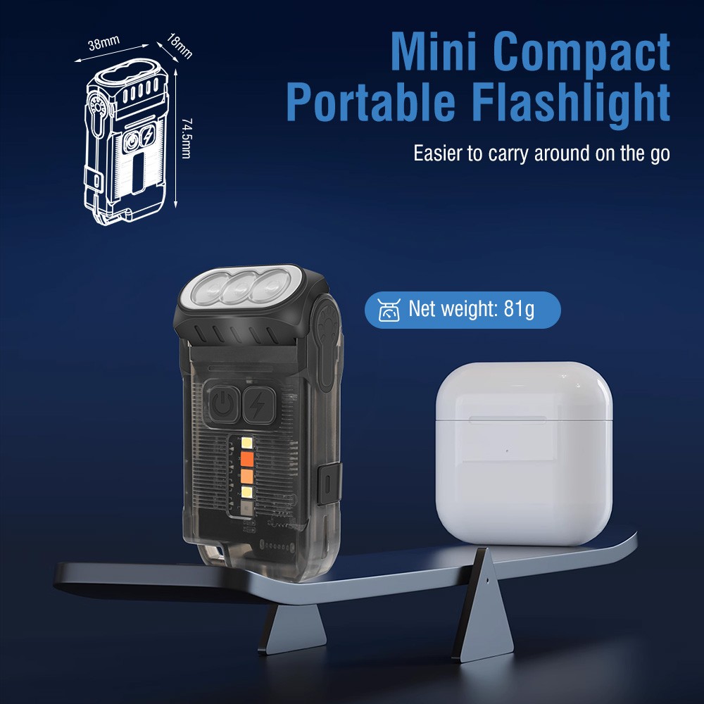 V15 EDC Flashlight 1200LM LED Keychain Work Light Magnet Type-C Pocket Lantern