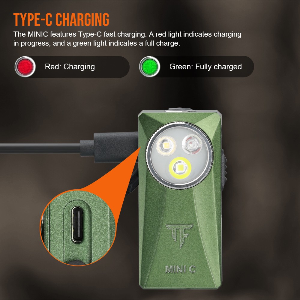 TrustFire Mini-C EDC Flashlight Clip-on 800 Lumens Flat RGB Light LED Flashlight