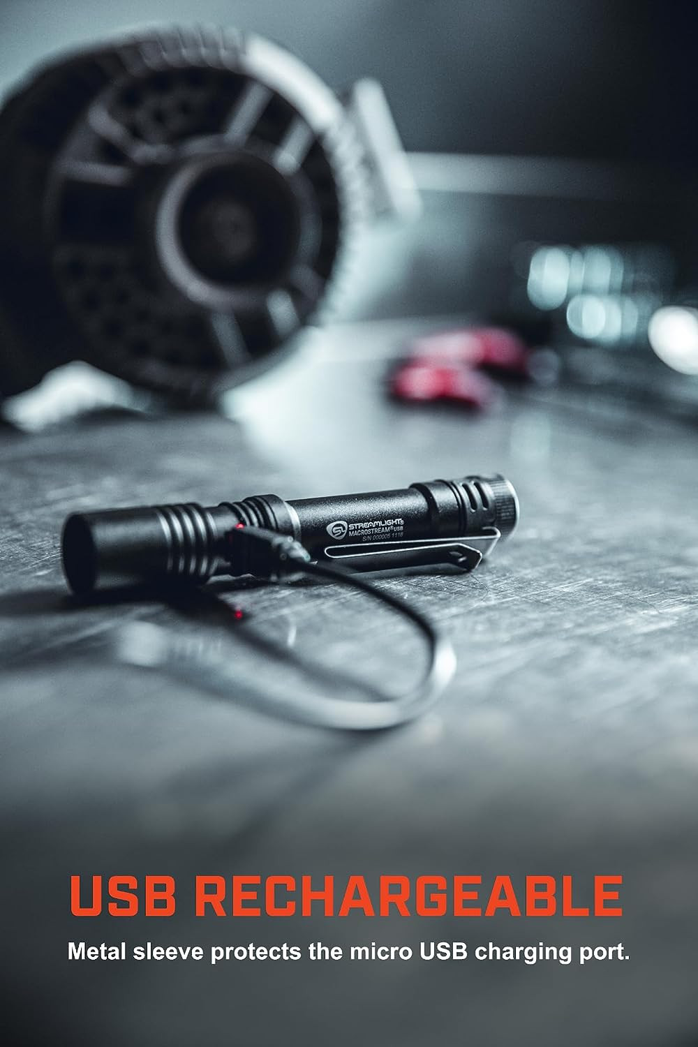 66320 Macrostream USB 500-Lumen Rechargeable Compact Flashlight with Wrist Lanya