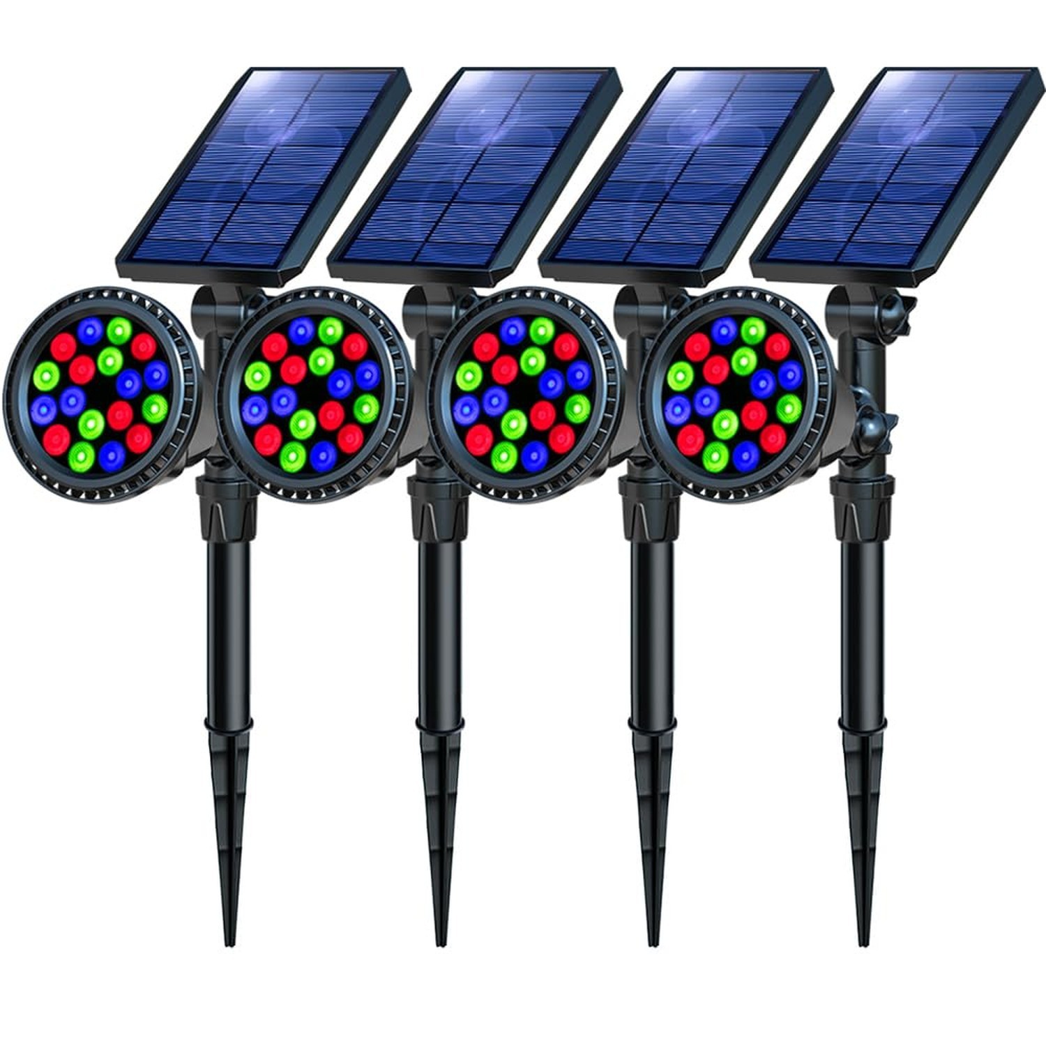 Solar Spot Lights Outdoor, 9 Color Modes, 18 LED Spotlight, 600LM Landscape L…