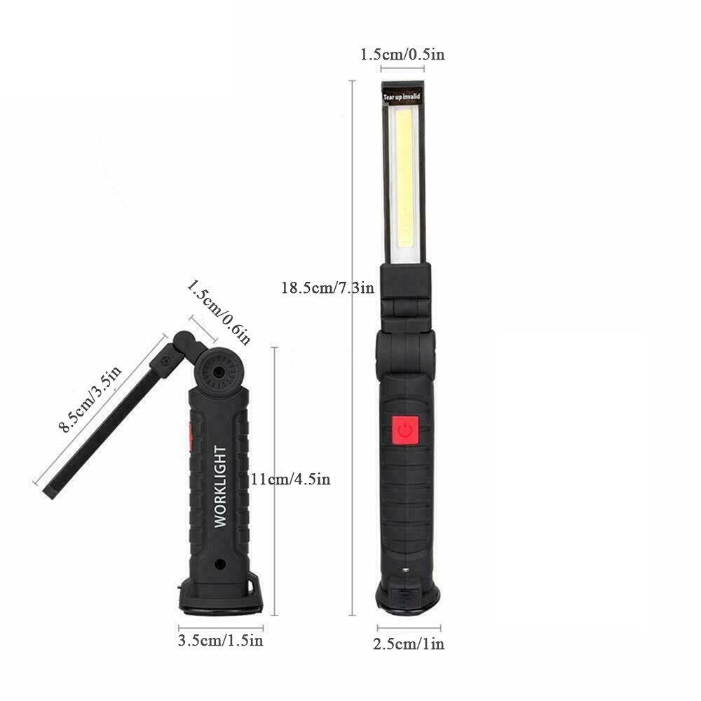 Rechargeable COB LED Slim Work Light Bright Flashlight Magnetic Inspection Lamp