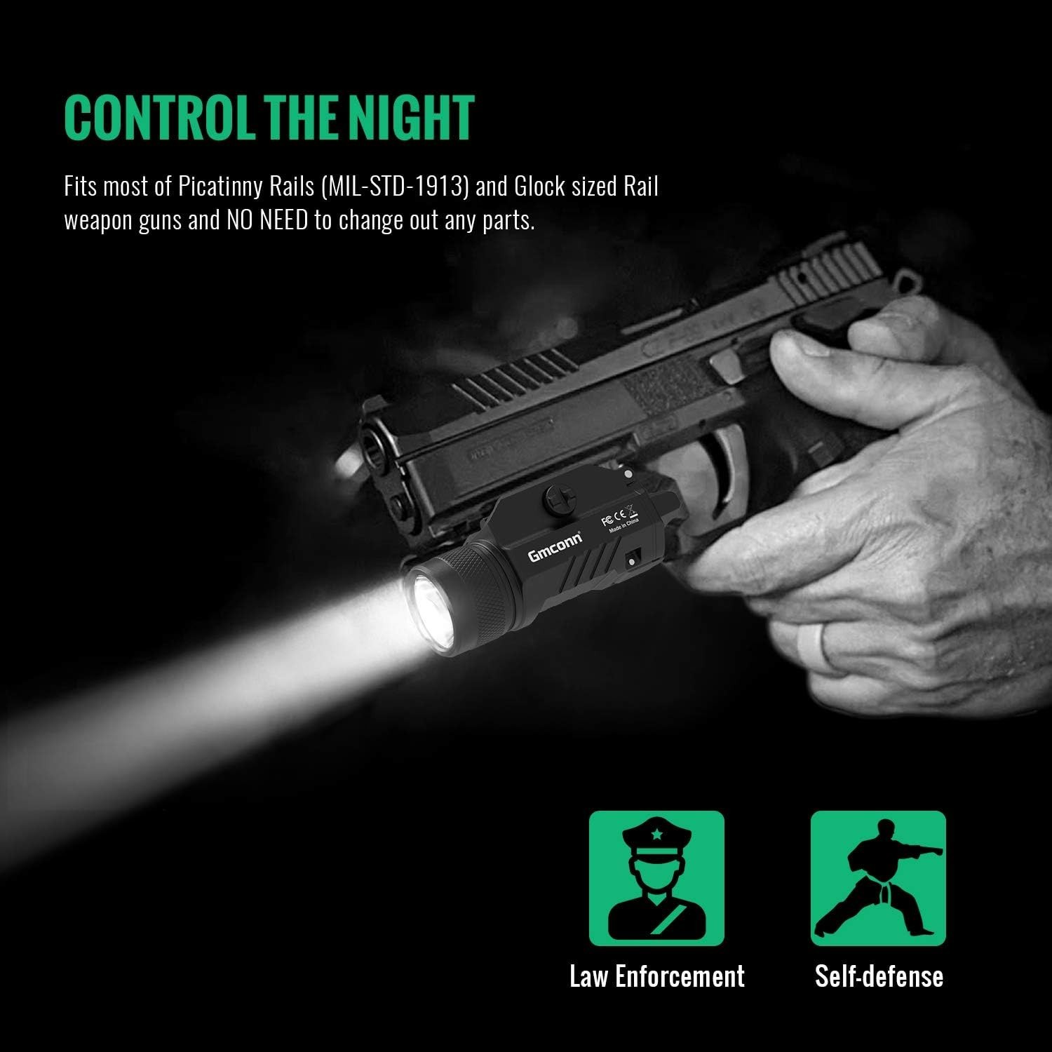 GMCONN Aluminum Green Laser Sight & Flashlight 500 Lumens for Picatinny Rail