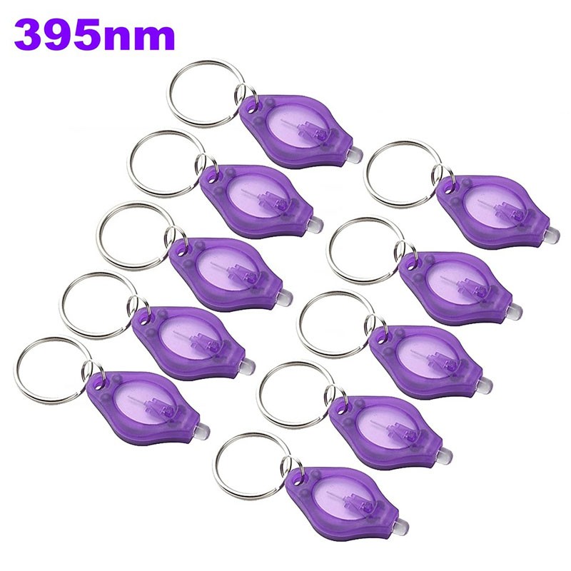 20 PCS UV Flashlight Mini Keychain LED Torch Light Blacklight Key Ring Lights