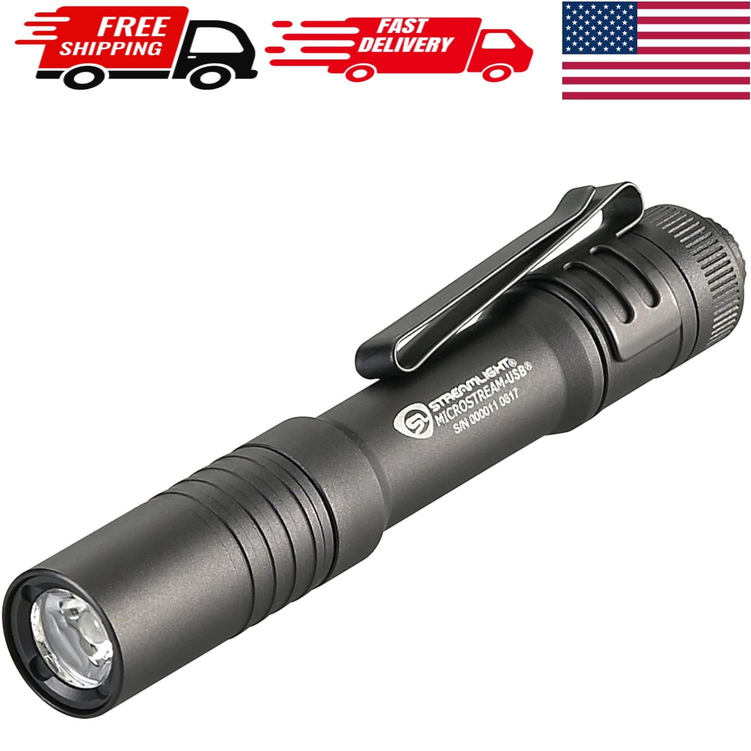 Revolutionary 1150-Candela LED Flashlight with USB Rechargeable Battery – Black