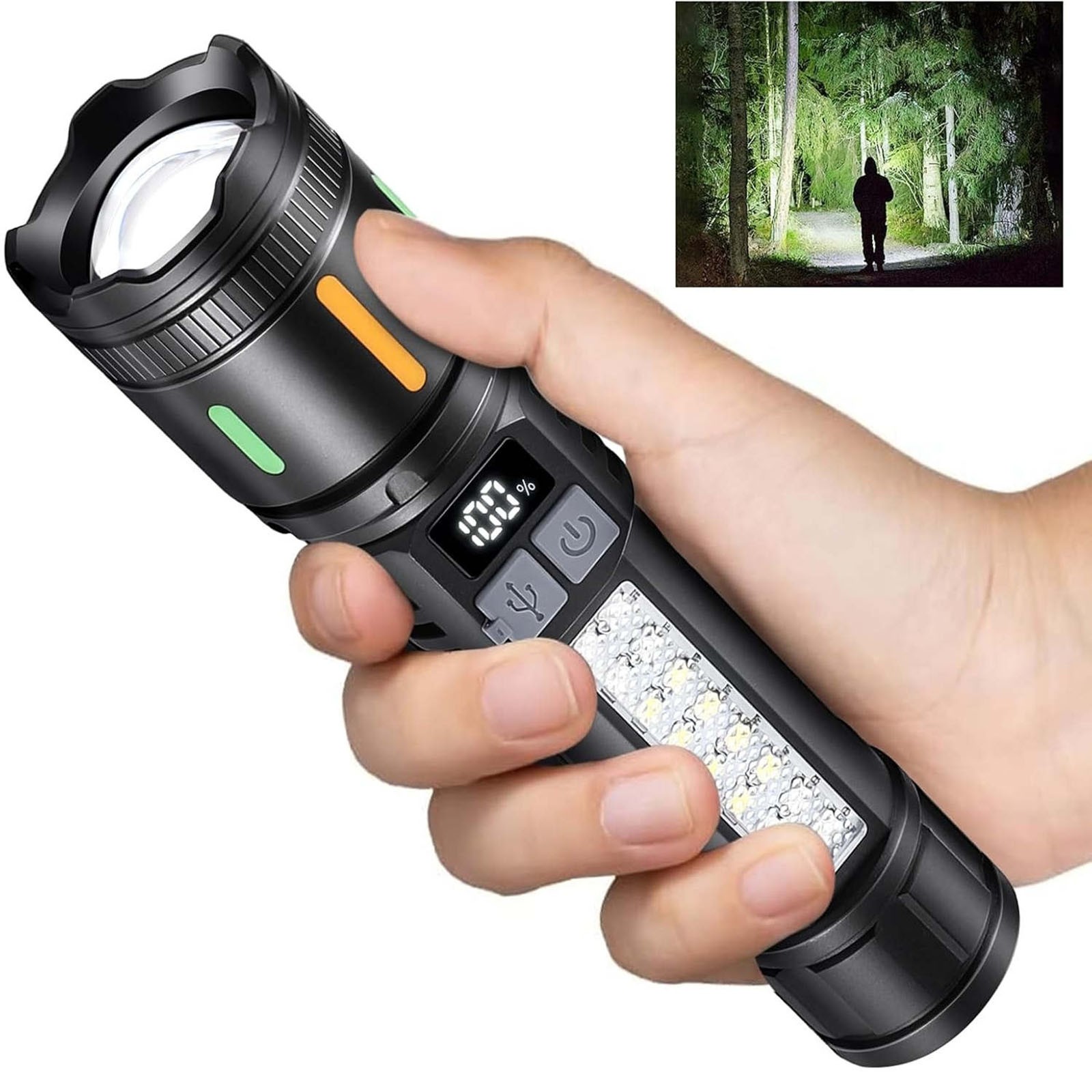 Rechargeable 3000 Lumens Flashlight IPX6 Waterproof for Camping Hiking Fishing