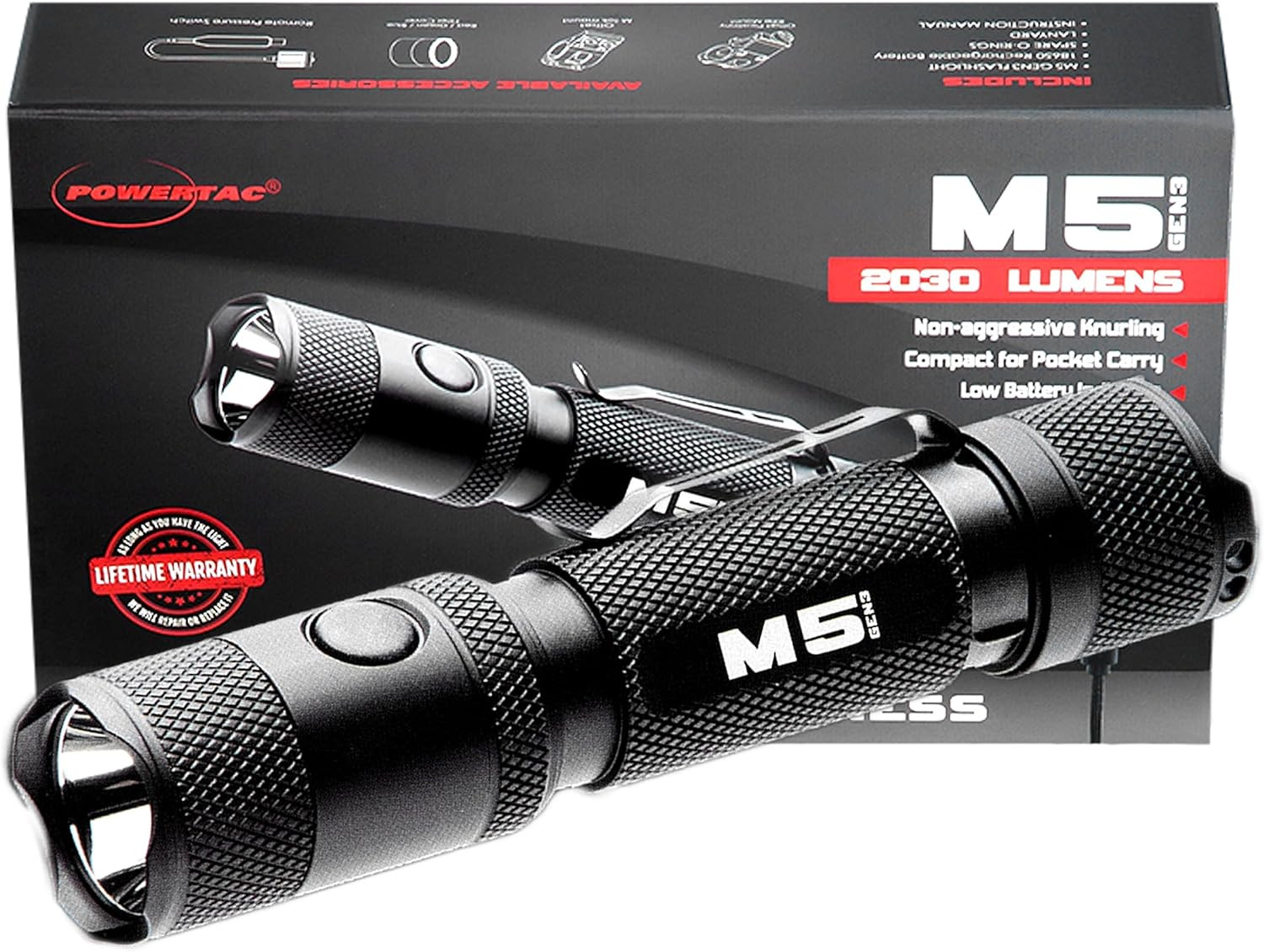 Powertac M5 GEN3 – the Crescent Wrench of Tactical LED Rechargeable Flashlight