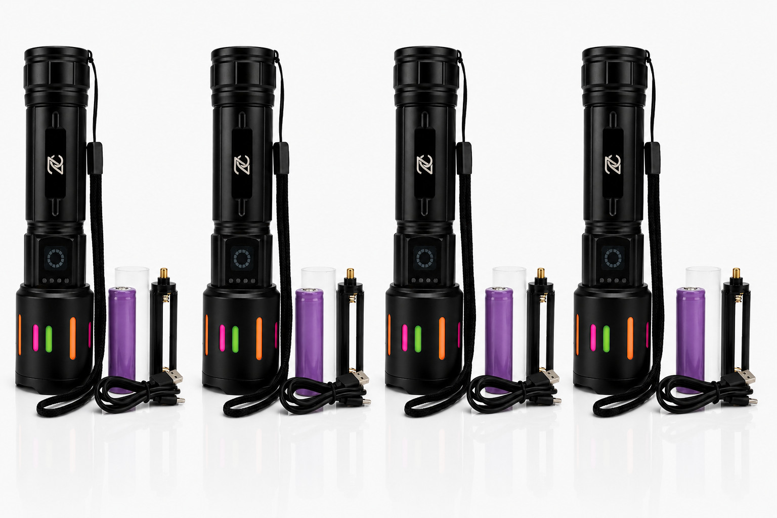 4 pack USB-C Rechargeable LED Tactical Flashlight Super Bright Waterproof Camp