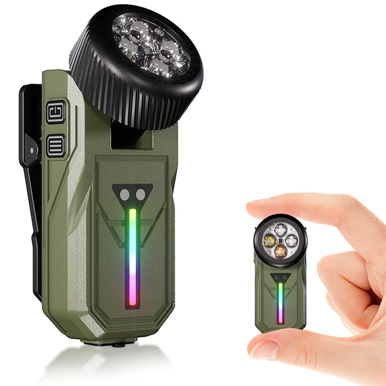 S EDC Flashlight Clip-on Light, 600 Lumens -Rechargeable with White , UV and …